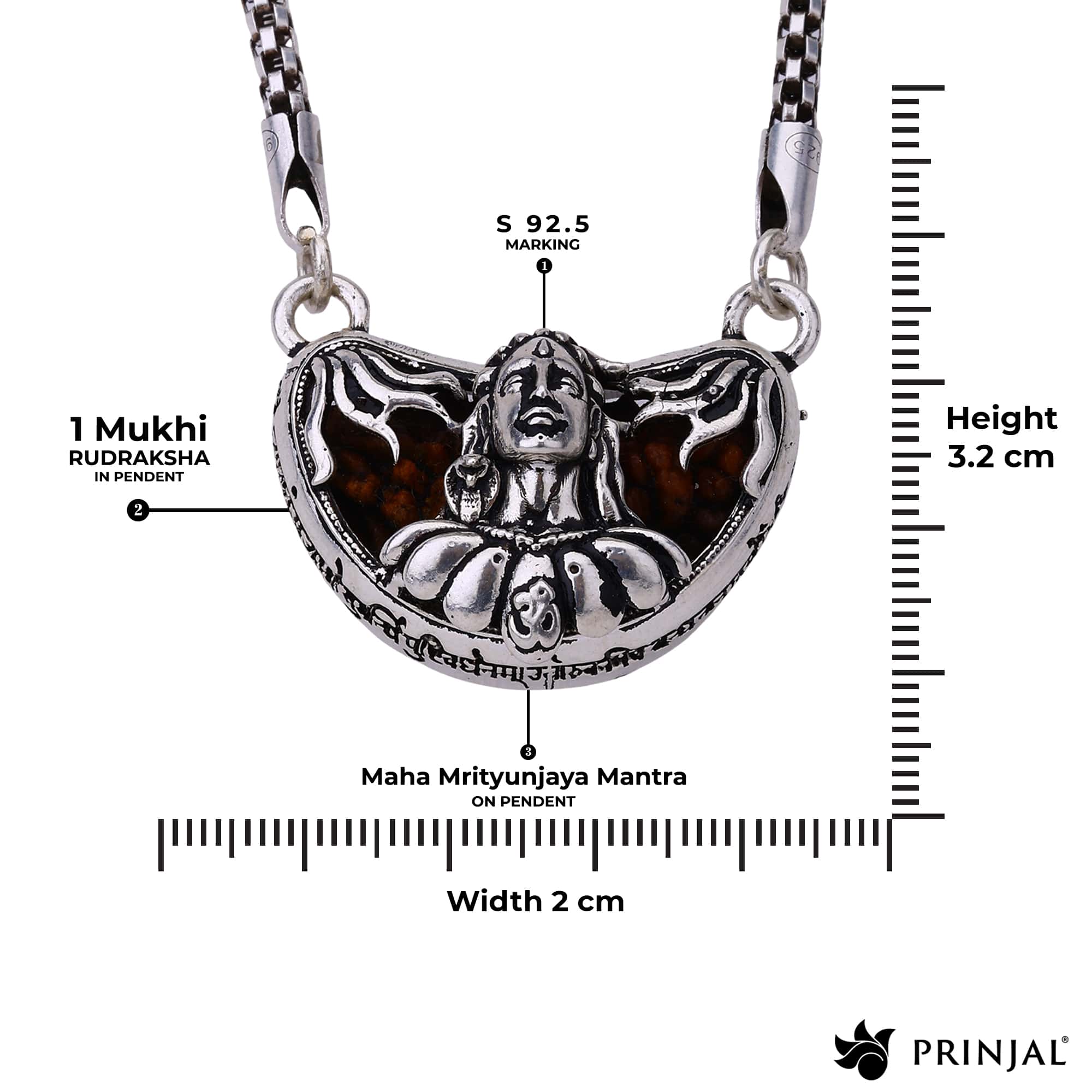 1 Mukhi Rudraksha with Adiyogi Silver Cap Pendant - Image 3