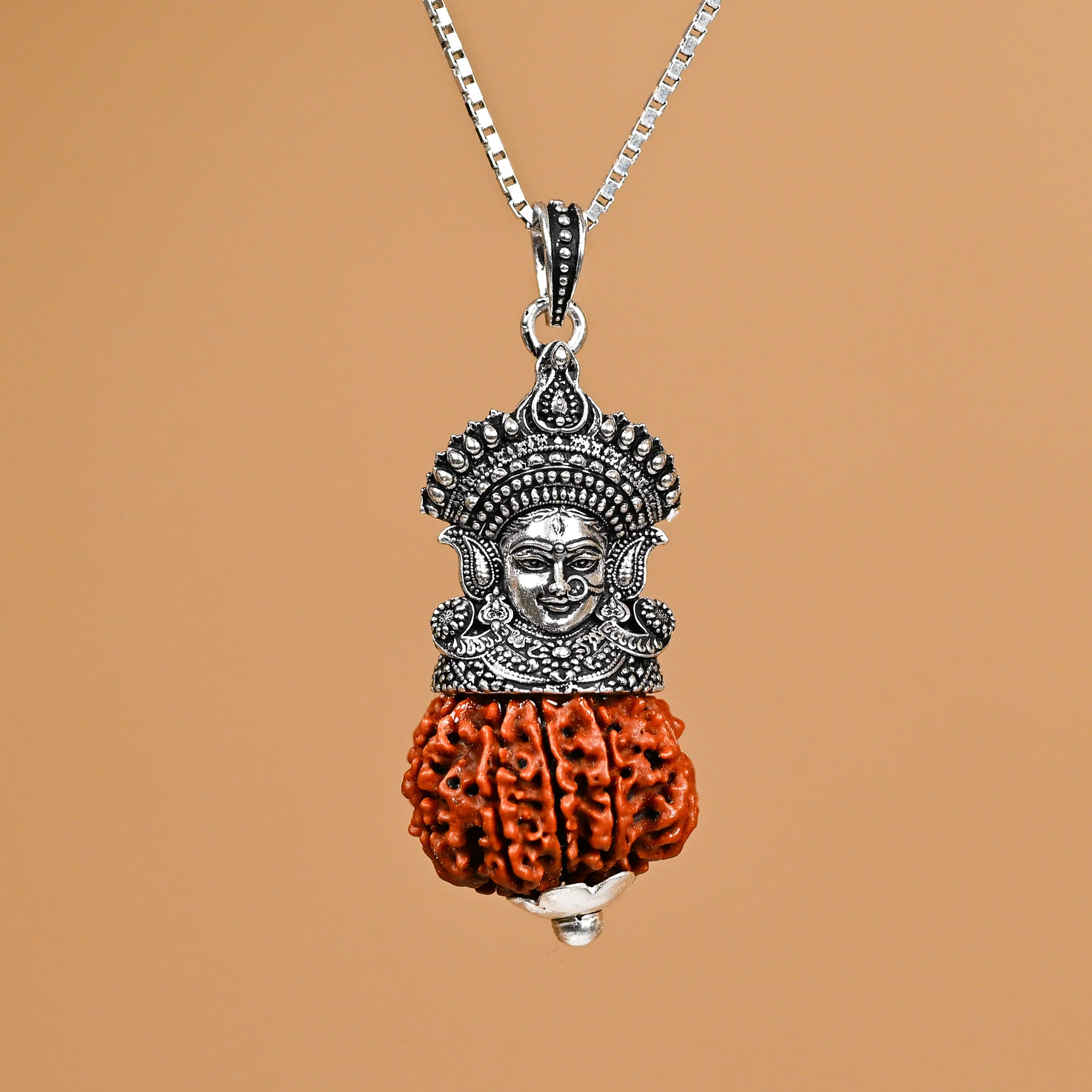 Maa Durga Pendant with 9 Mukhi Nepali Rudraksha - Image 2