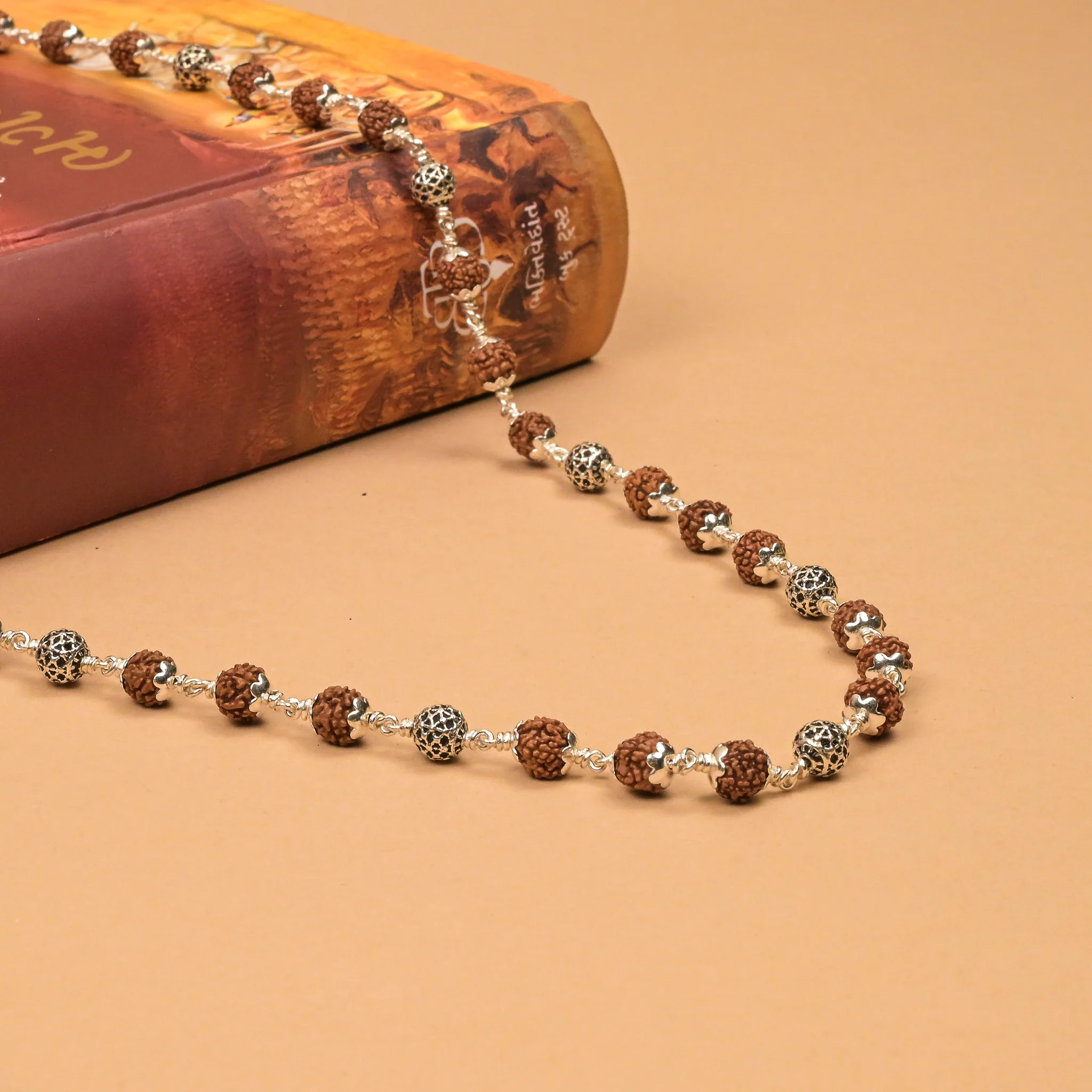 Rudraksha With Silver Beads Mala - Image 2