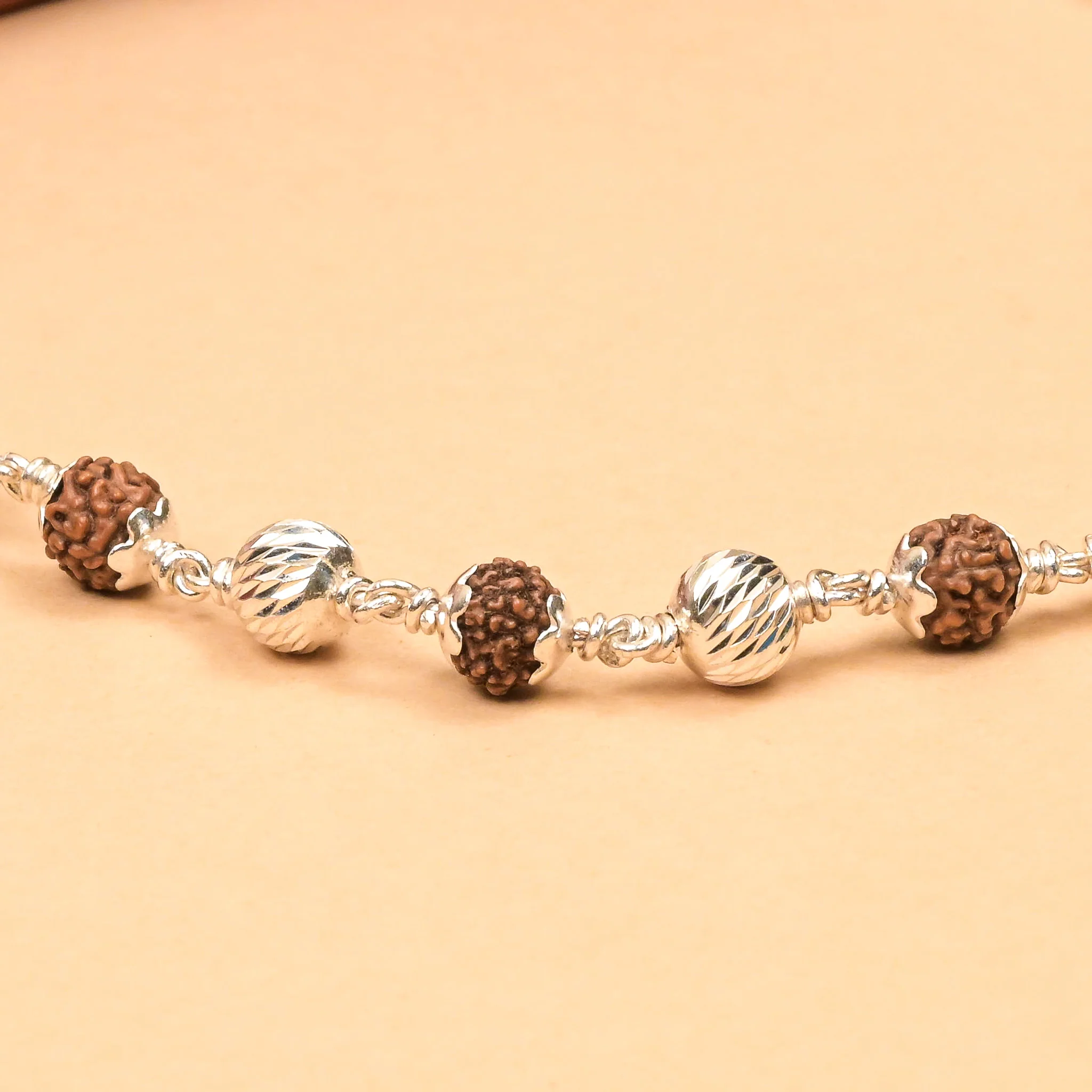 Rudraksha With CNC Silver Beads Mala - Image 2