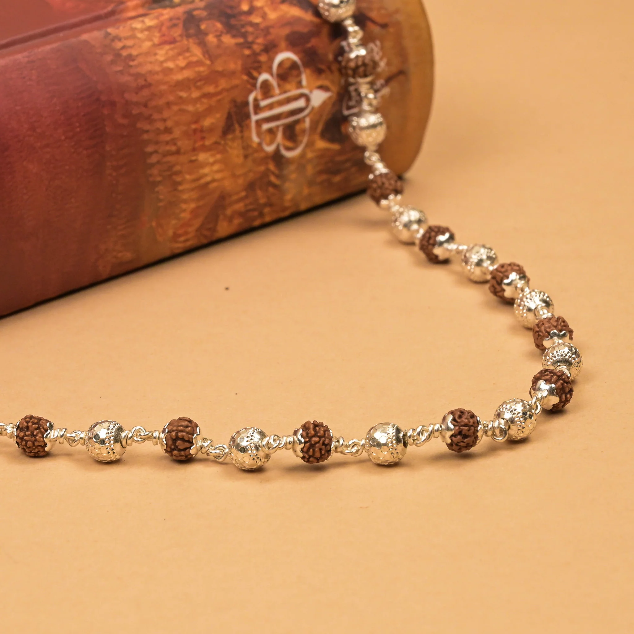 Rudraksha With CNC Silver Beads Mala - Image 2