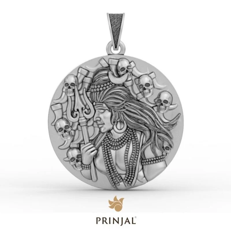 Lord Shiva holding a trident Silver Pendant