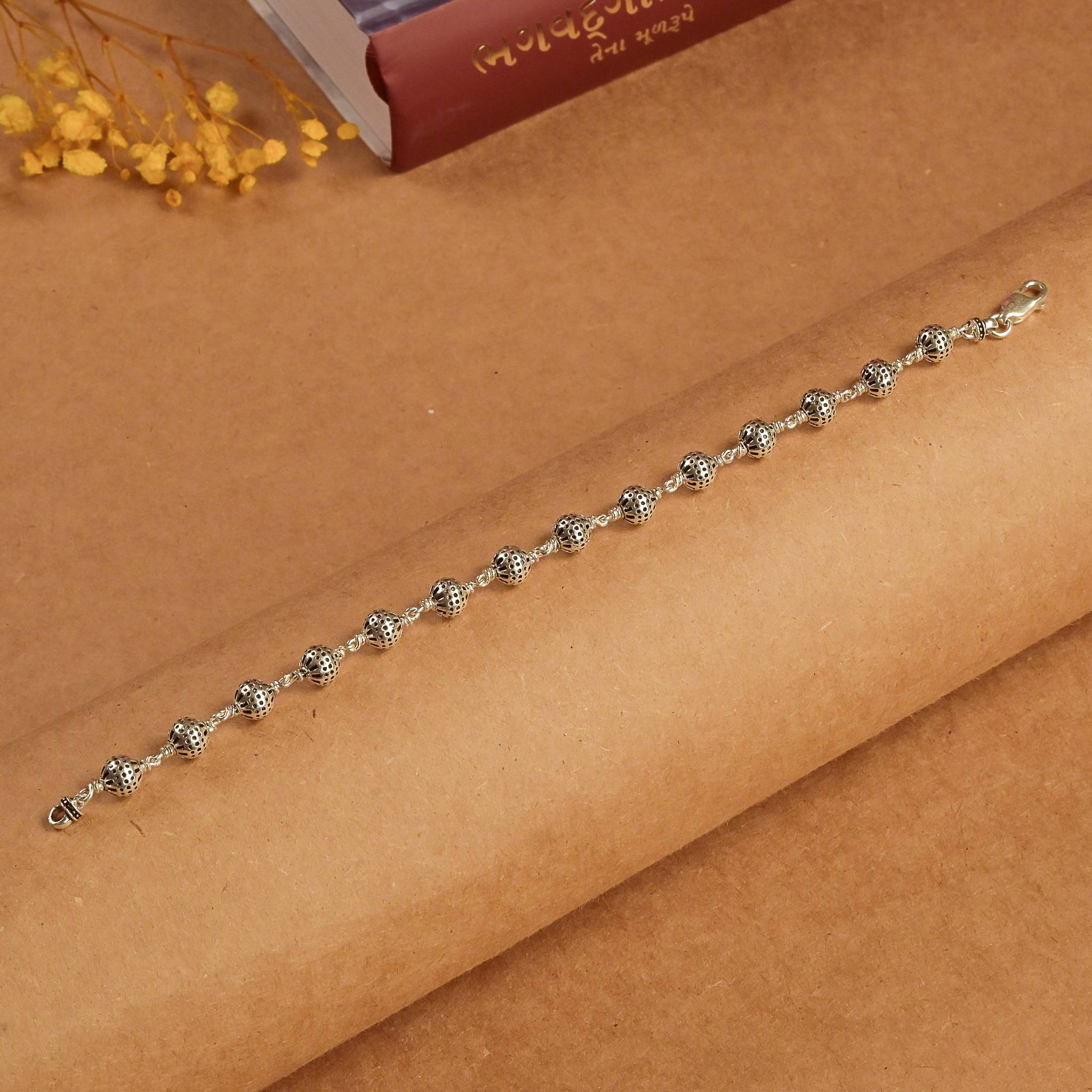 Round Beads silver Bracelet - Image 2