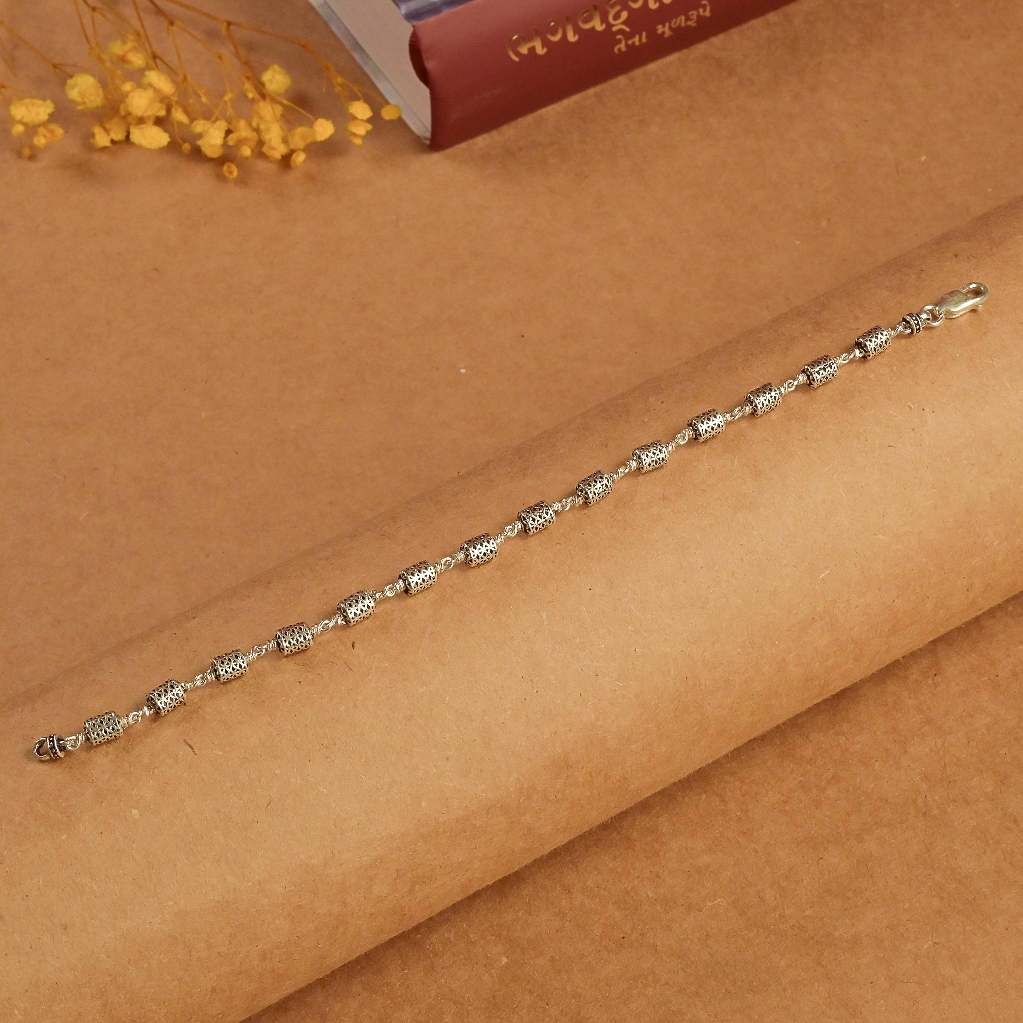 Oval Filigree Beads Silver Bracelet - Image 2