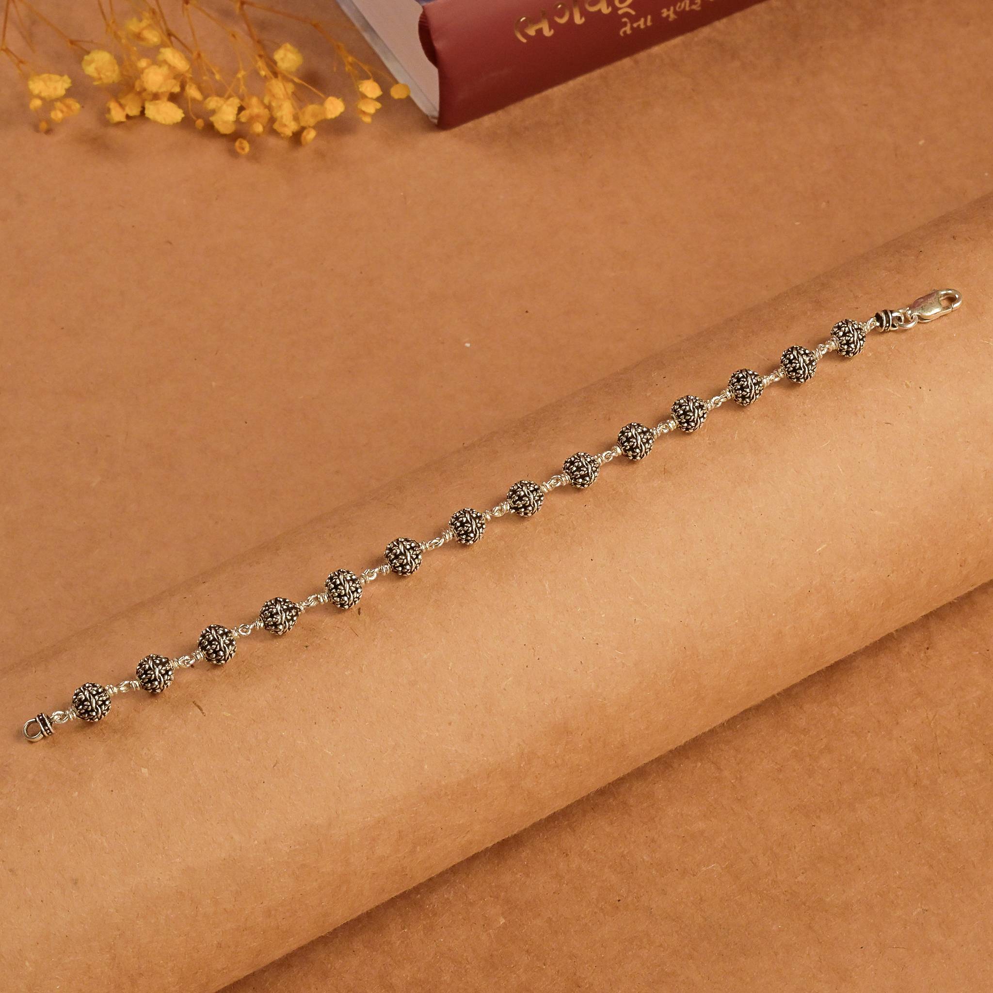 Silver Flower Beads Bracelet - Image 2