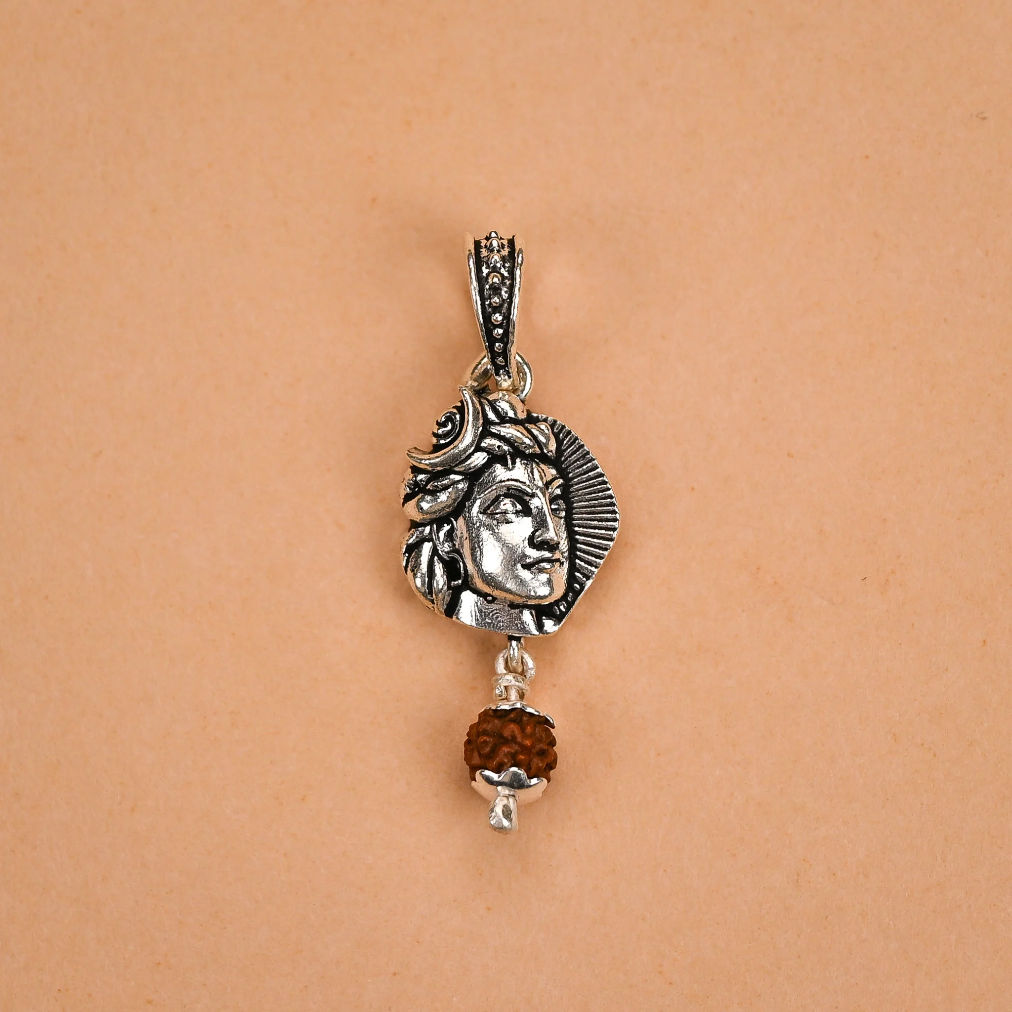 Lord Shiva With Rudraksha Silver Pendant - Image 2