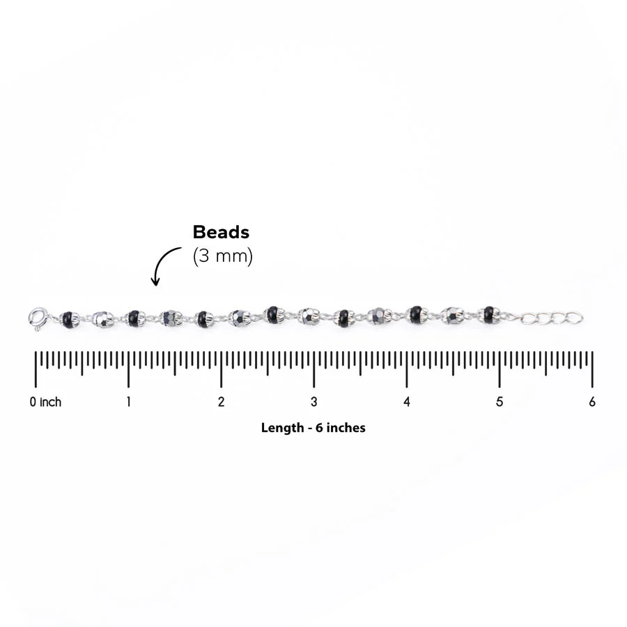 Black and Silver Alternate Beads Nazariya for Kids - Image 4