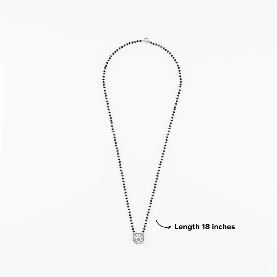 Solitaire Round Shape Mangalsutra in Silver 92.5 - Image 6