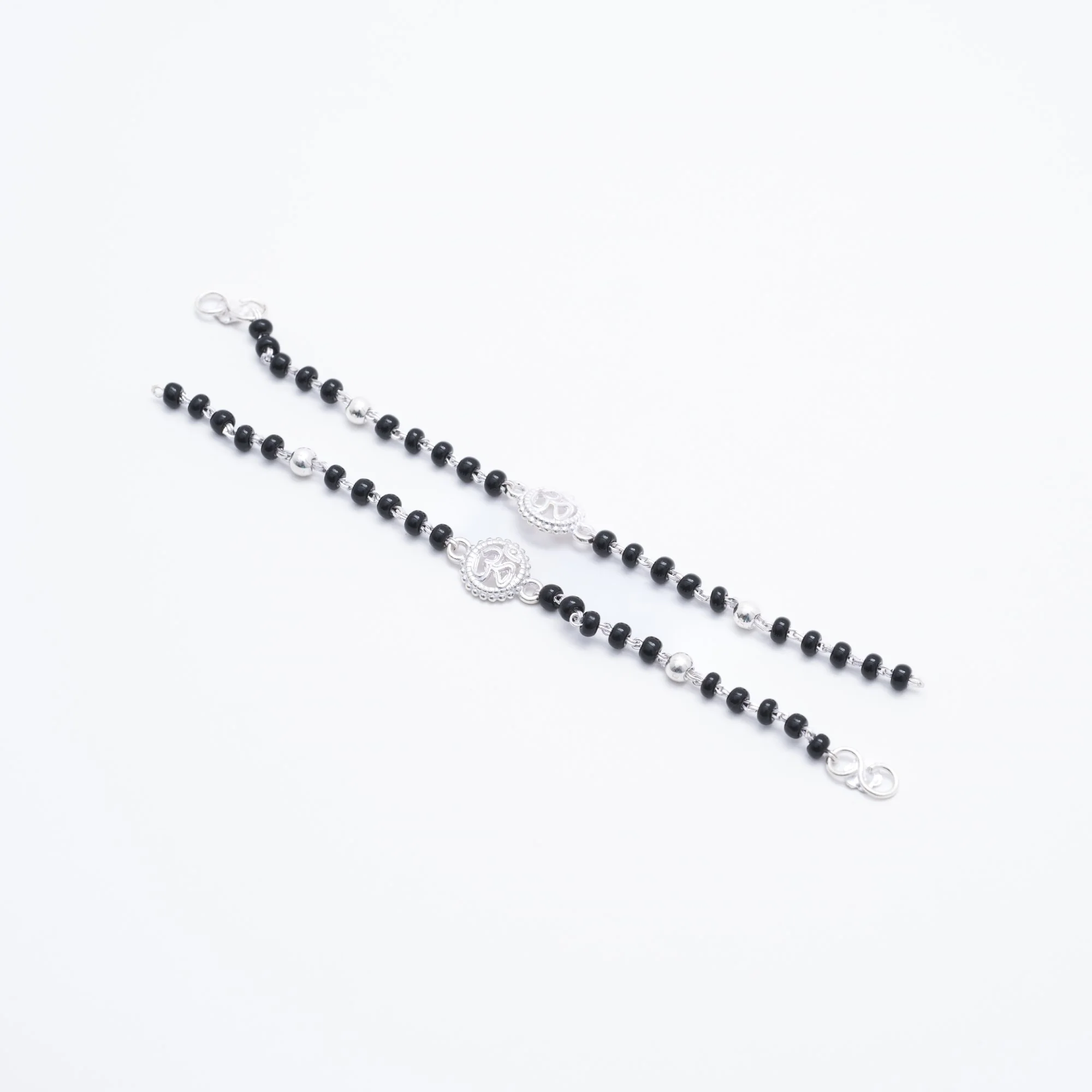 Black Beads Om Silver Nazariya for Kids - Image 3