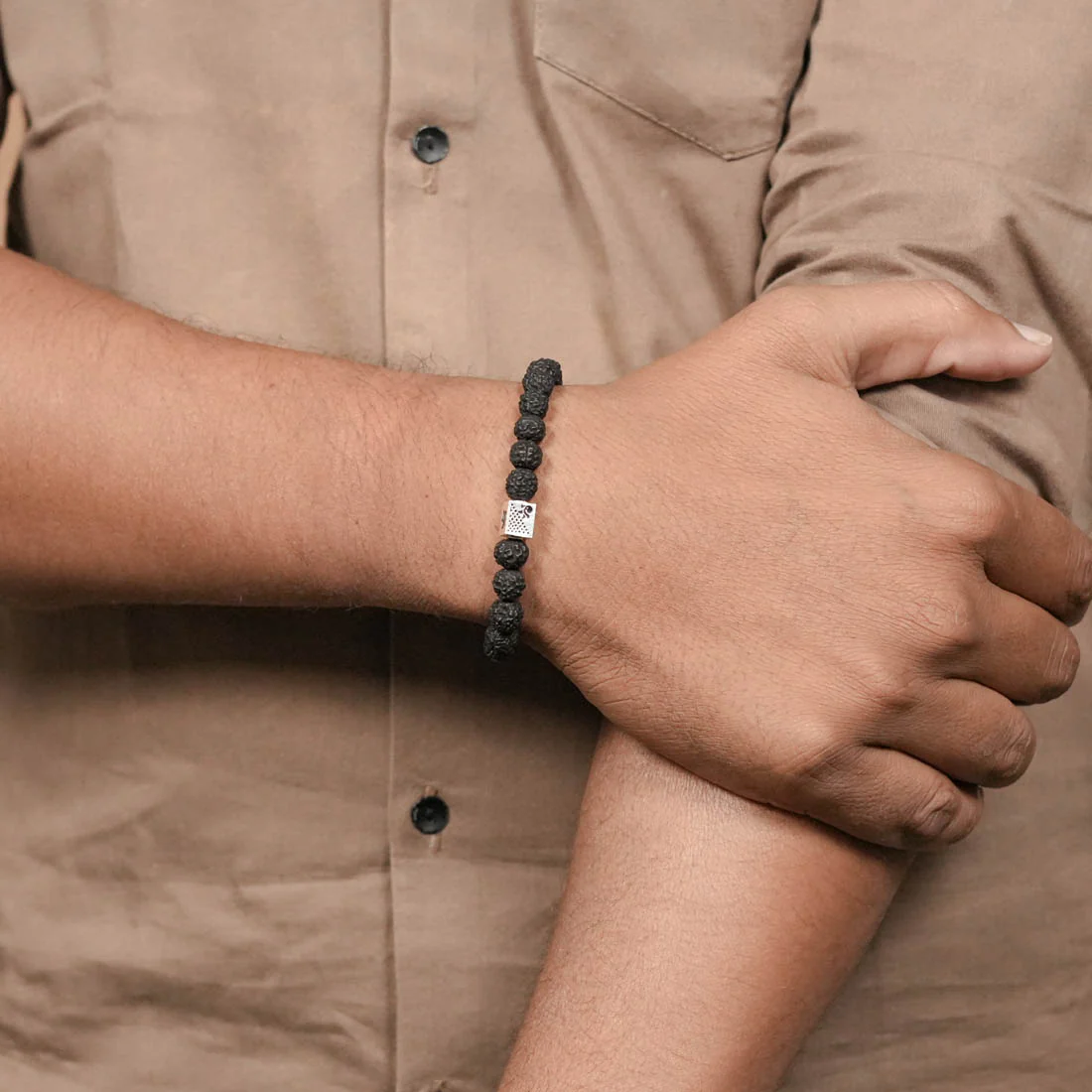 Black Rudraksha Beads Bracelet - Image 3