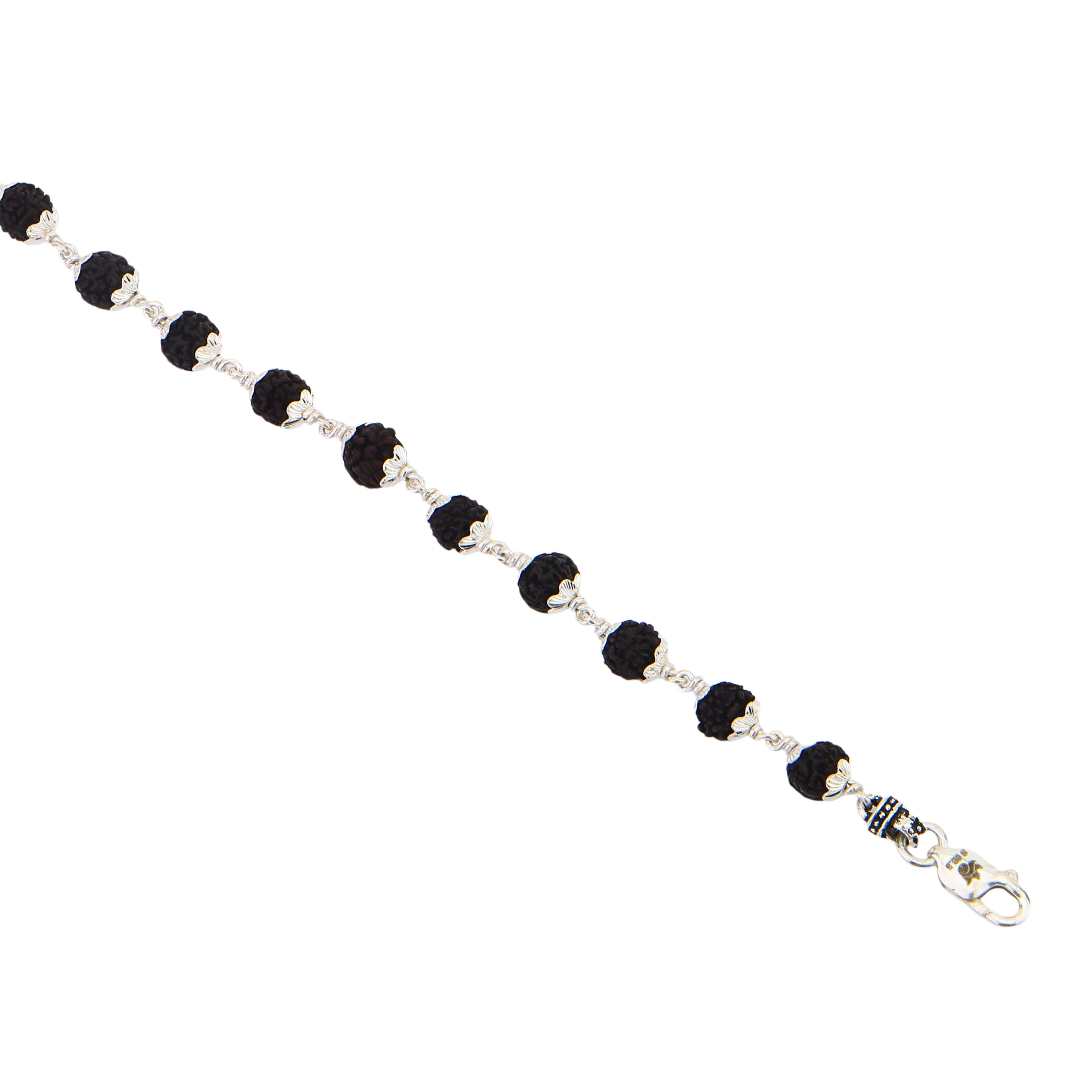 Black Rudraksha Silver Bracelet - Image 5