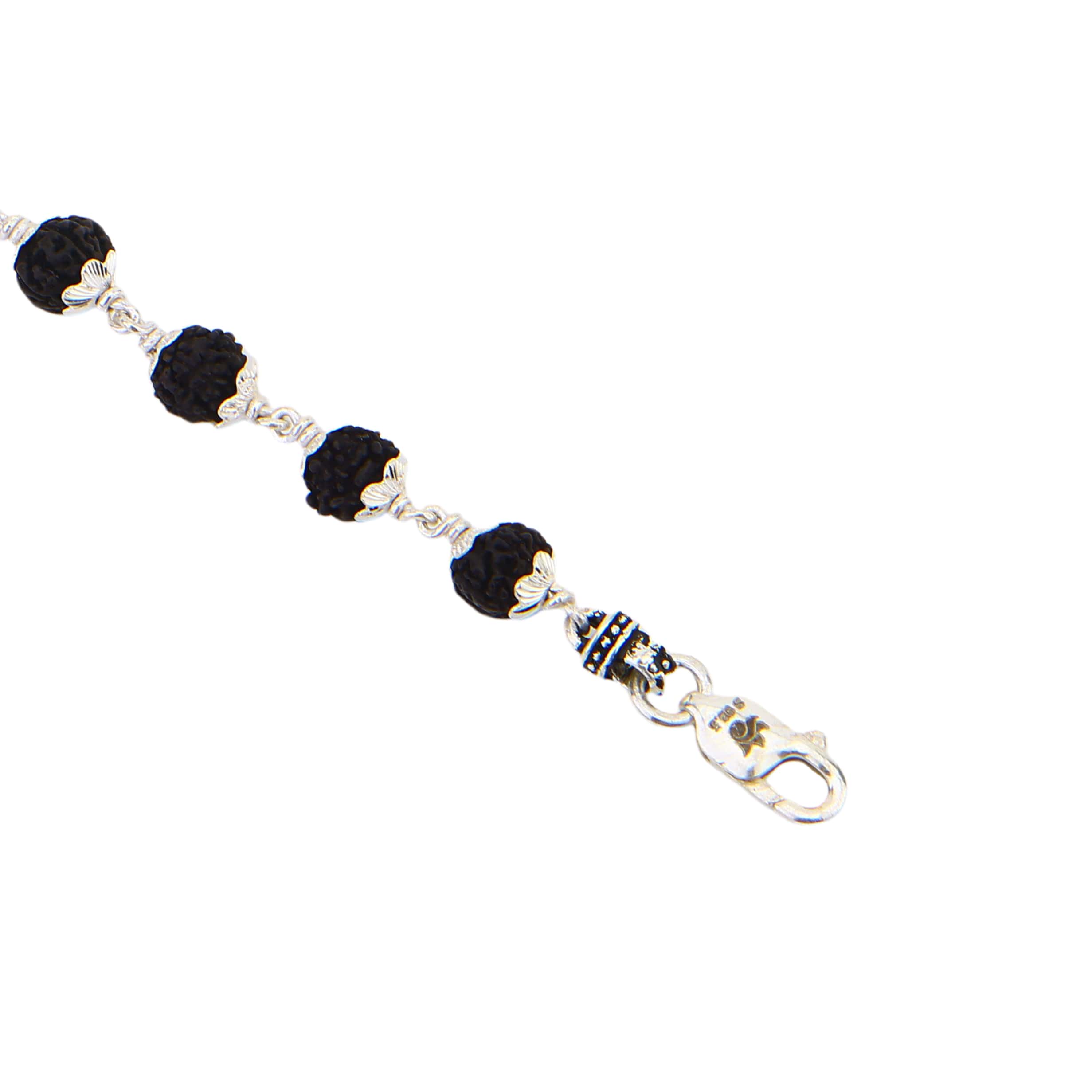 Black Rudraksha Silver Bracelet - Image 6