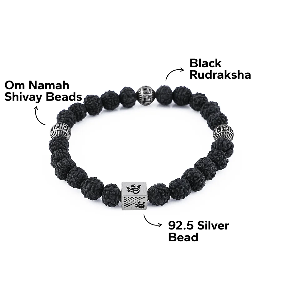 Black Rudraksha with Om Namah Shivay Bracelet - Image 5