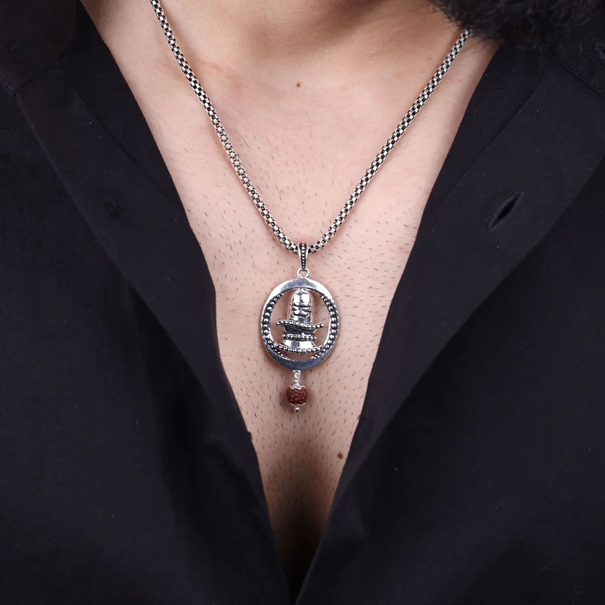 Divine Shivling Rudraksha Silver Pendant - Image 3