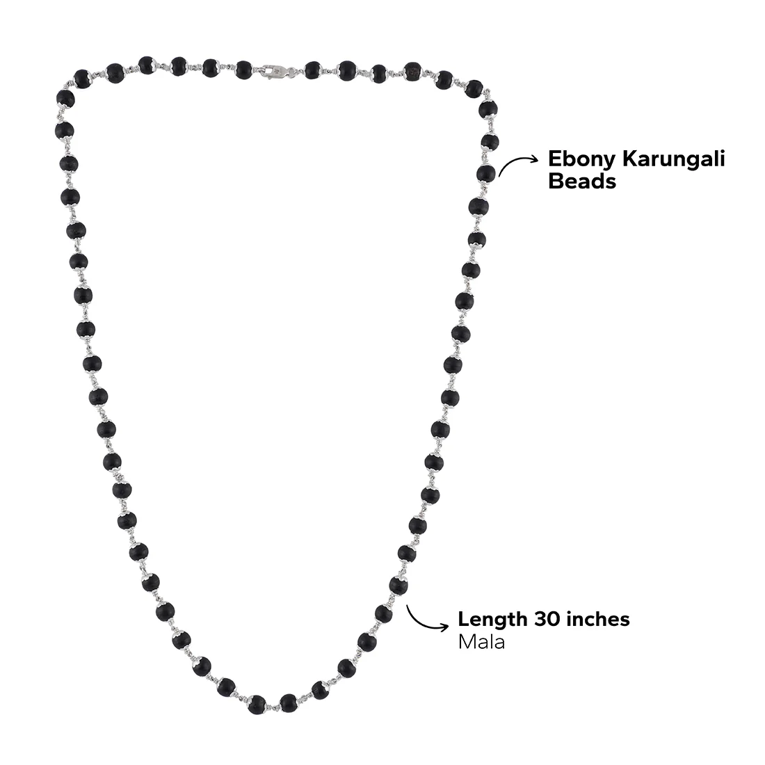 Karungali Beads Silver Mala - Image 6