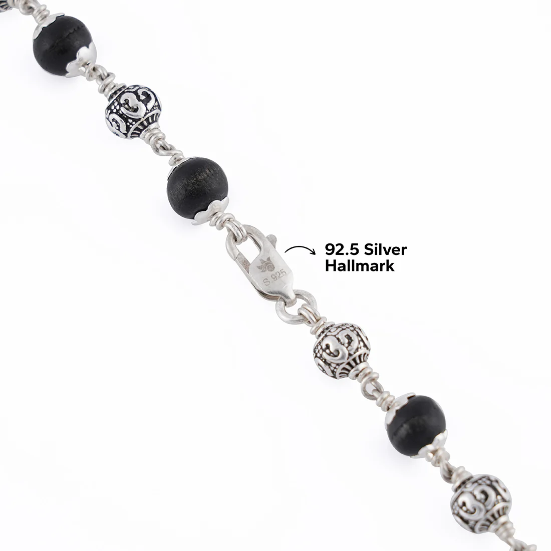 Karungali with Om Silver Beads Mala - Image 5