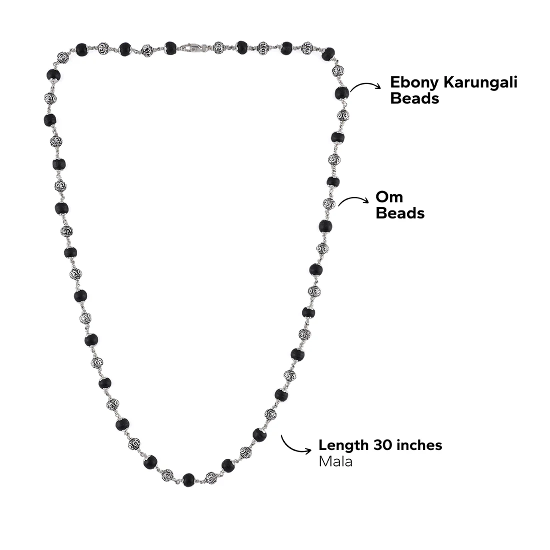 Karungali with Om Silver Beads Mala - Image 6