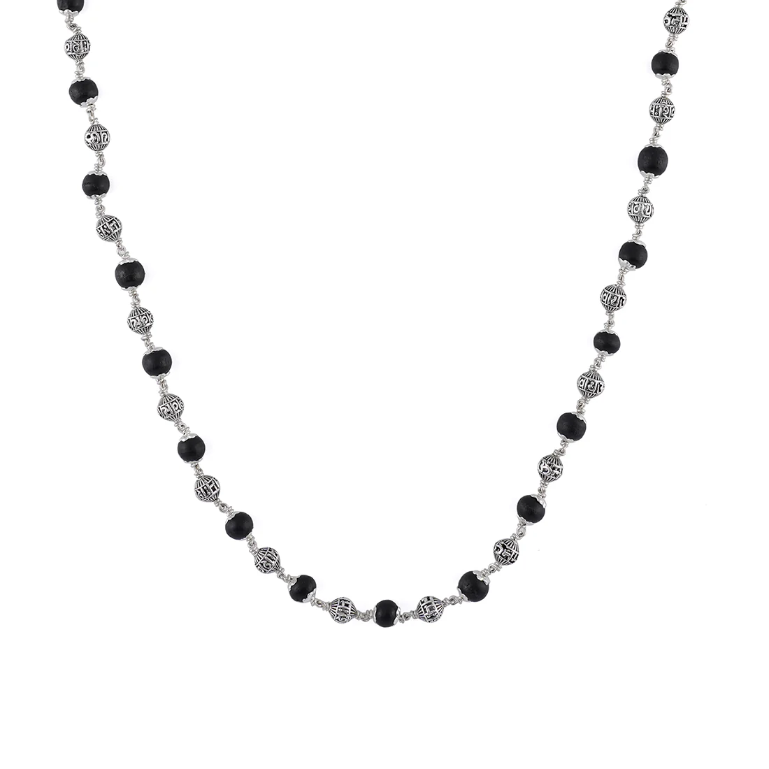 Karungali with Om Namah Shivay Silver Beads Mala - Image 4