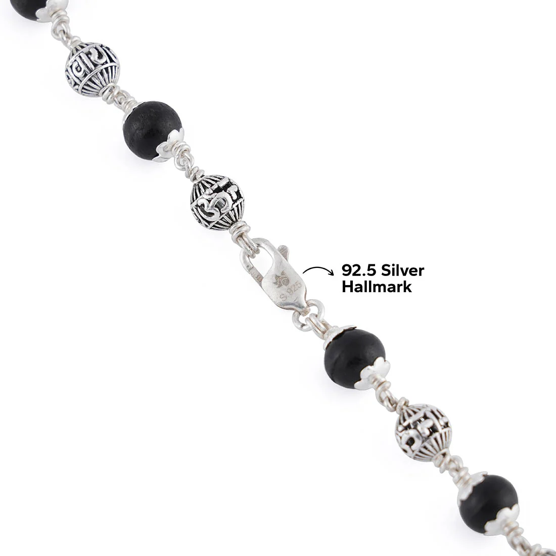 Karungali with Om Namah Shivay Silver Beads Mala - Image 5
