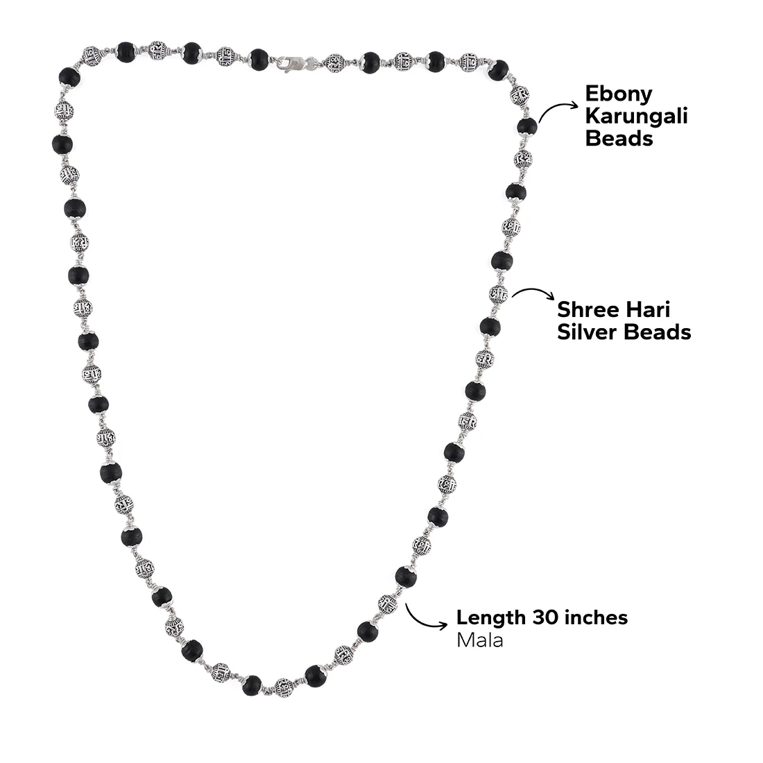 Karungali with Shree Hari Silver Beads Mala - Image 6