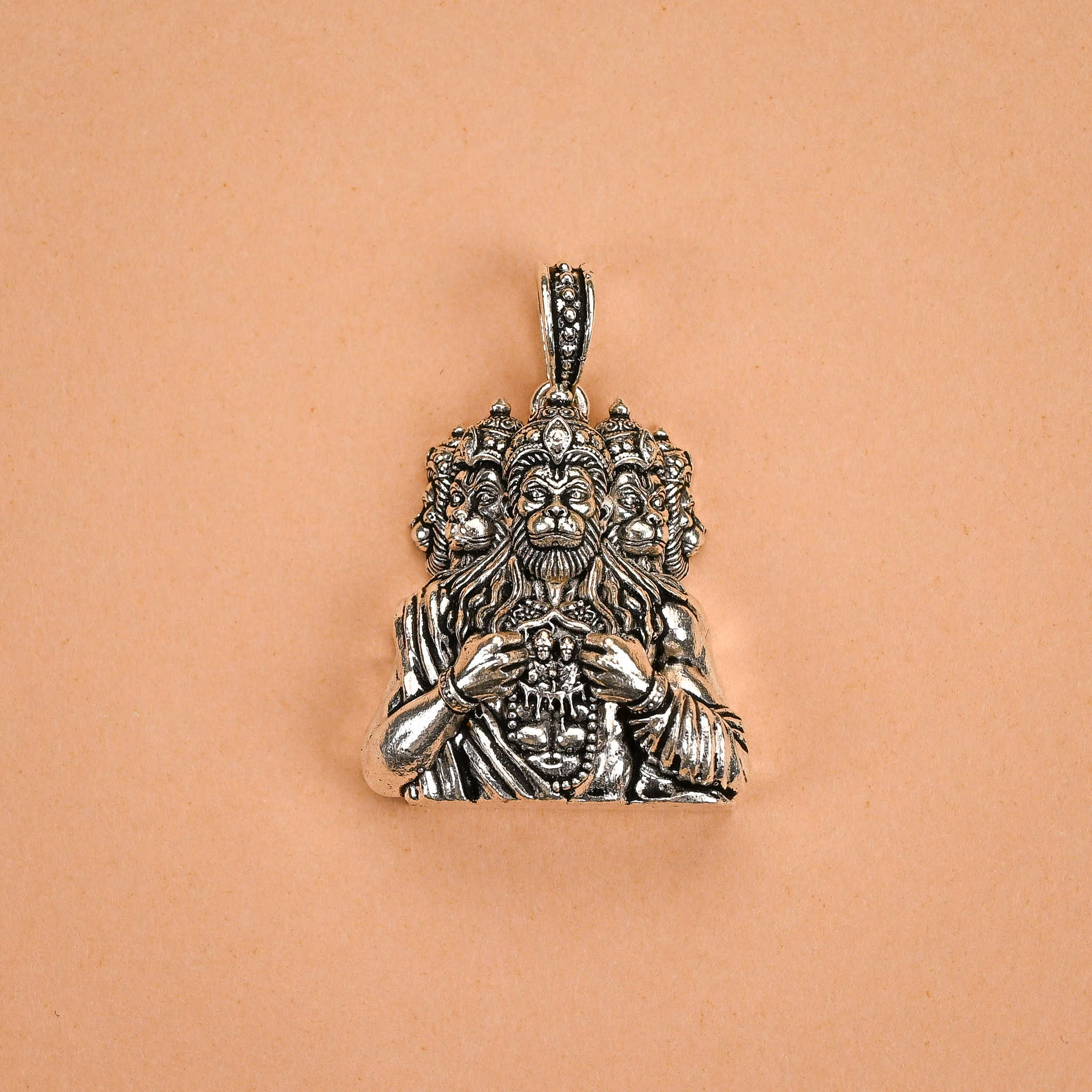 Five Face Hanuman Ji Silver Pendant - Image 2