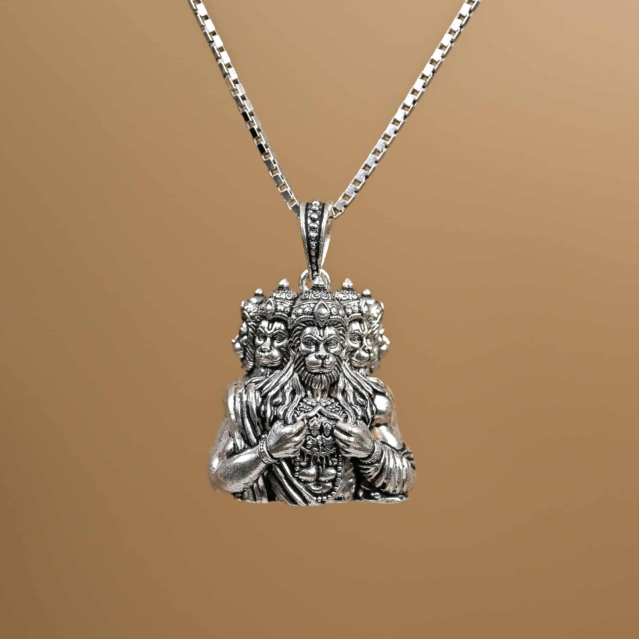 Five Face Hanuman Ji Silver Pendant - Image 3
