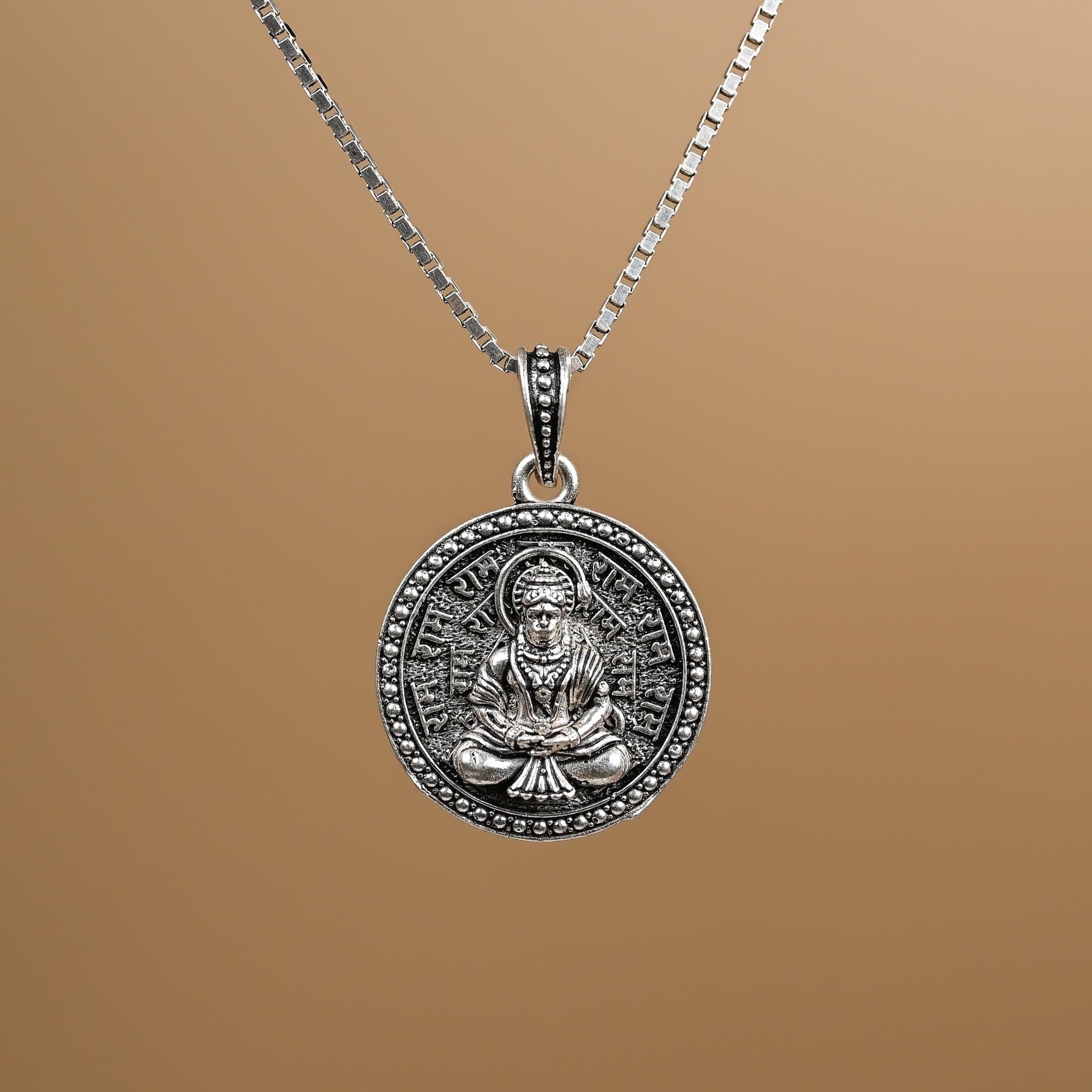 Hanuman Ji Ram Naam Engraved Silver Pendant - Image 3