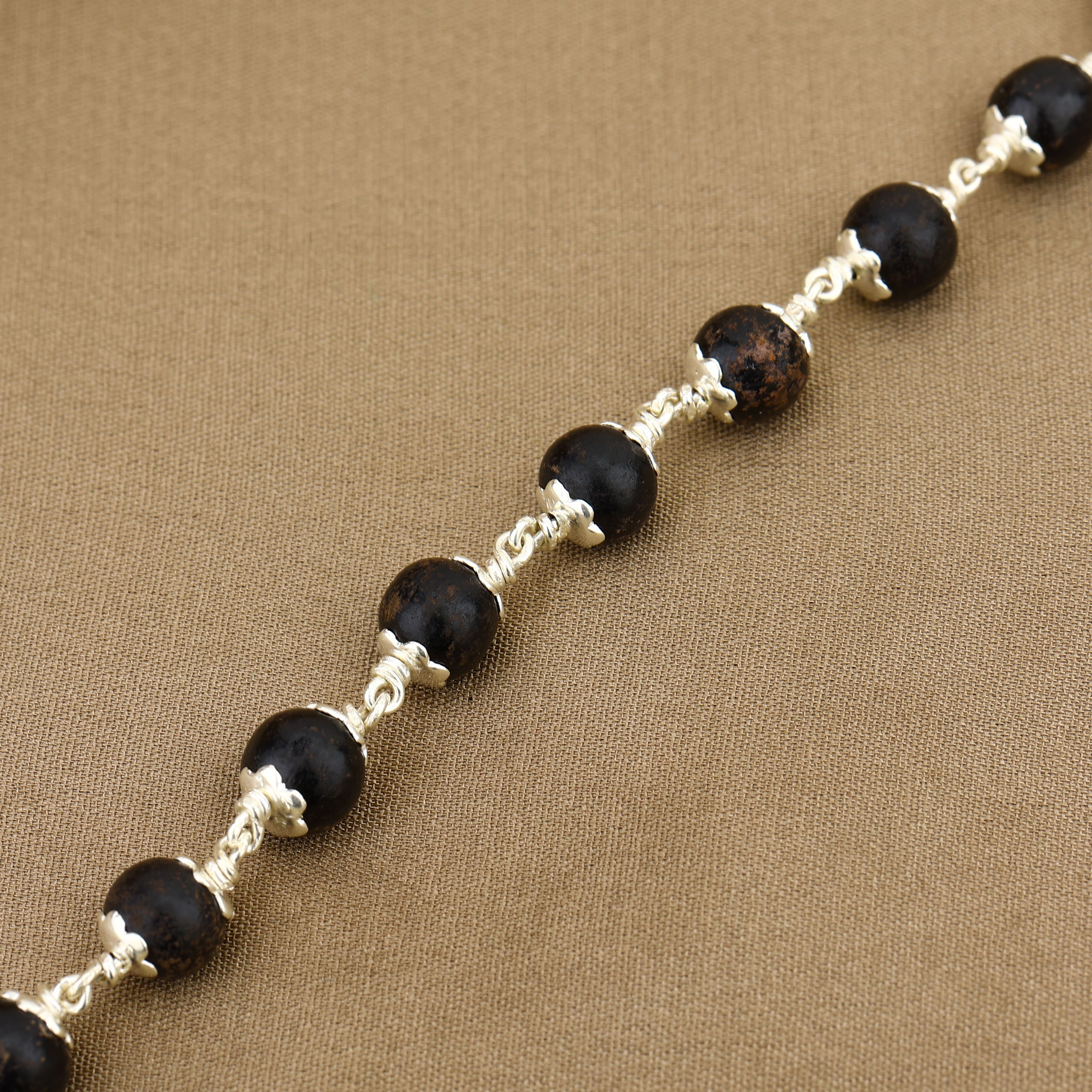 Karungali Beads Silver Bracelet