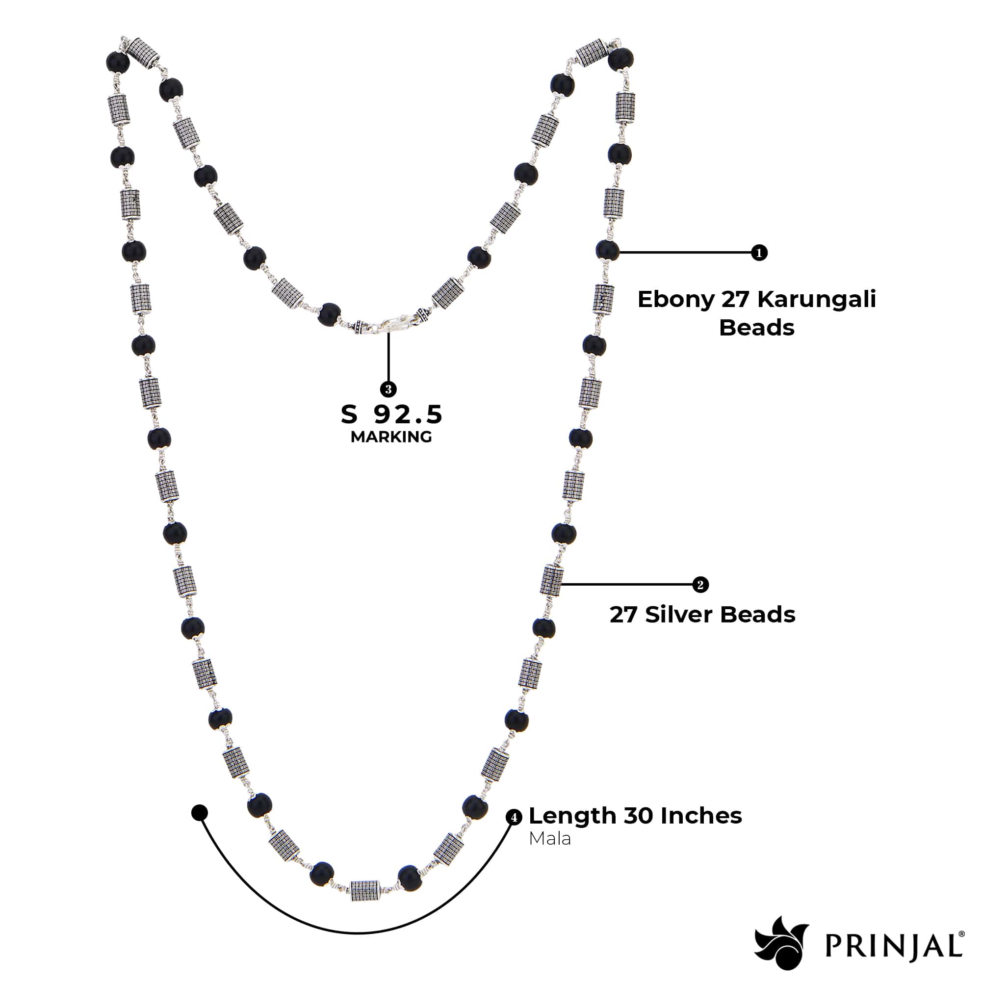 Karungali Silver Mala (Cylindrical Beads) - Image 5