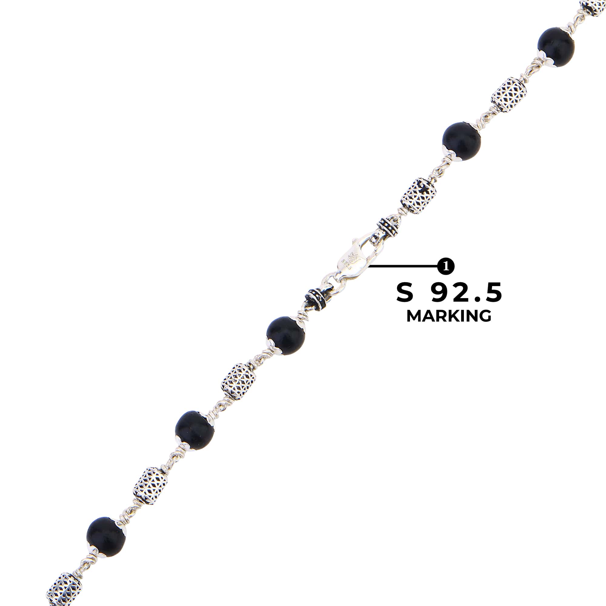 Karungali Silver Mala (Filigree Oval Beads) - Image 3