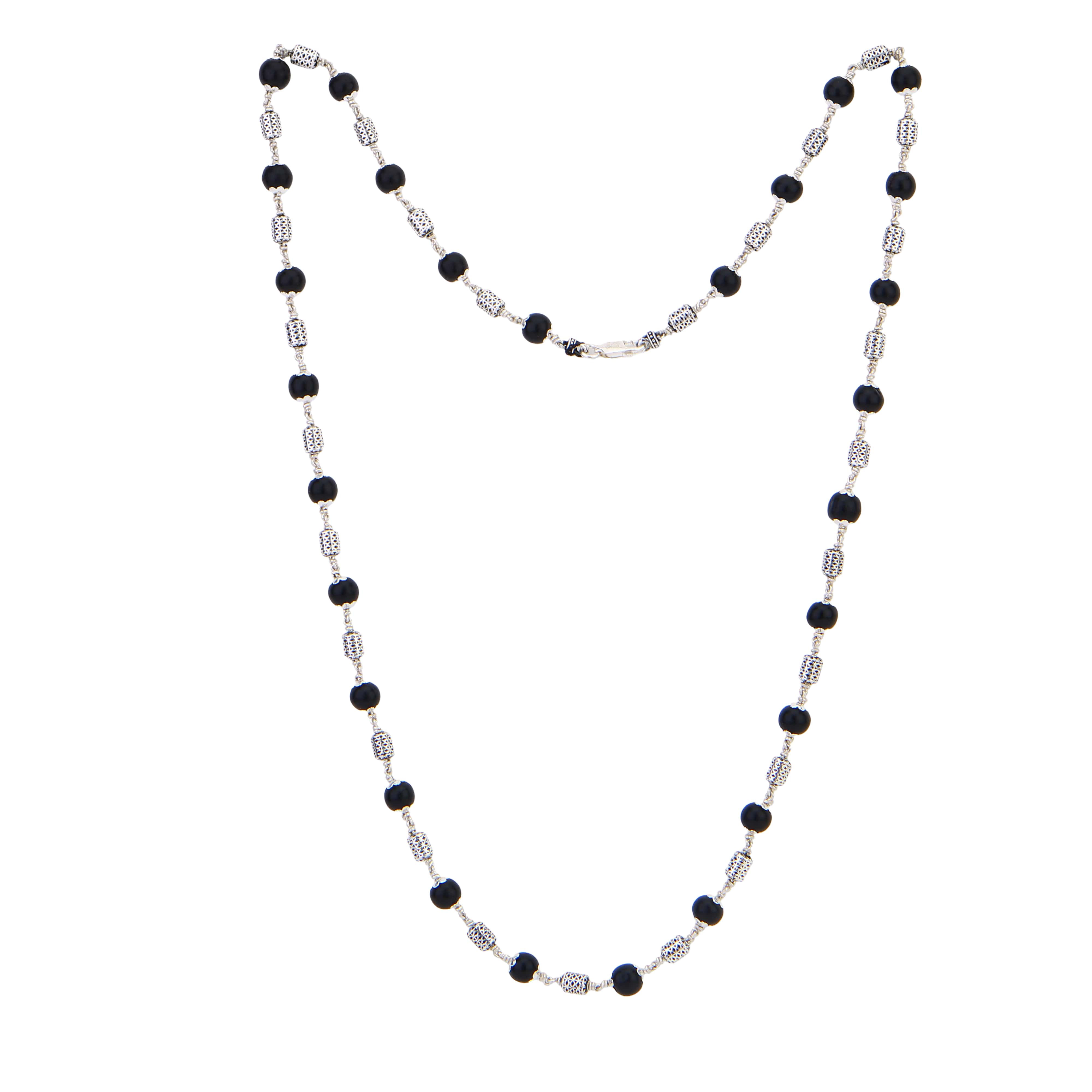 Karungali Silver Mala (Filigree Oval Beads) - Image 6
