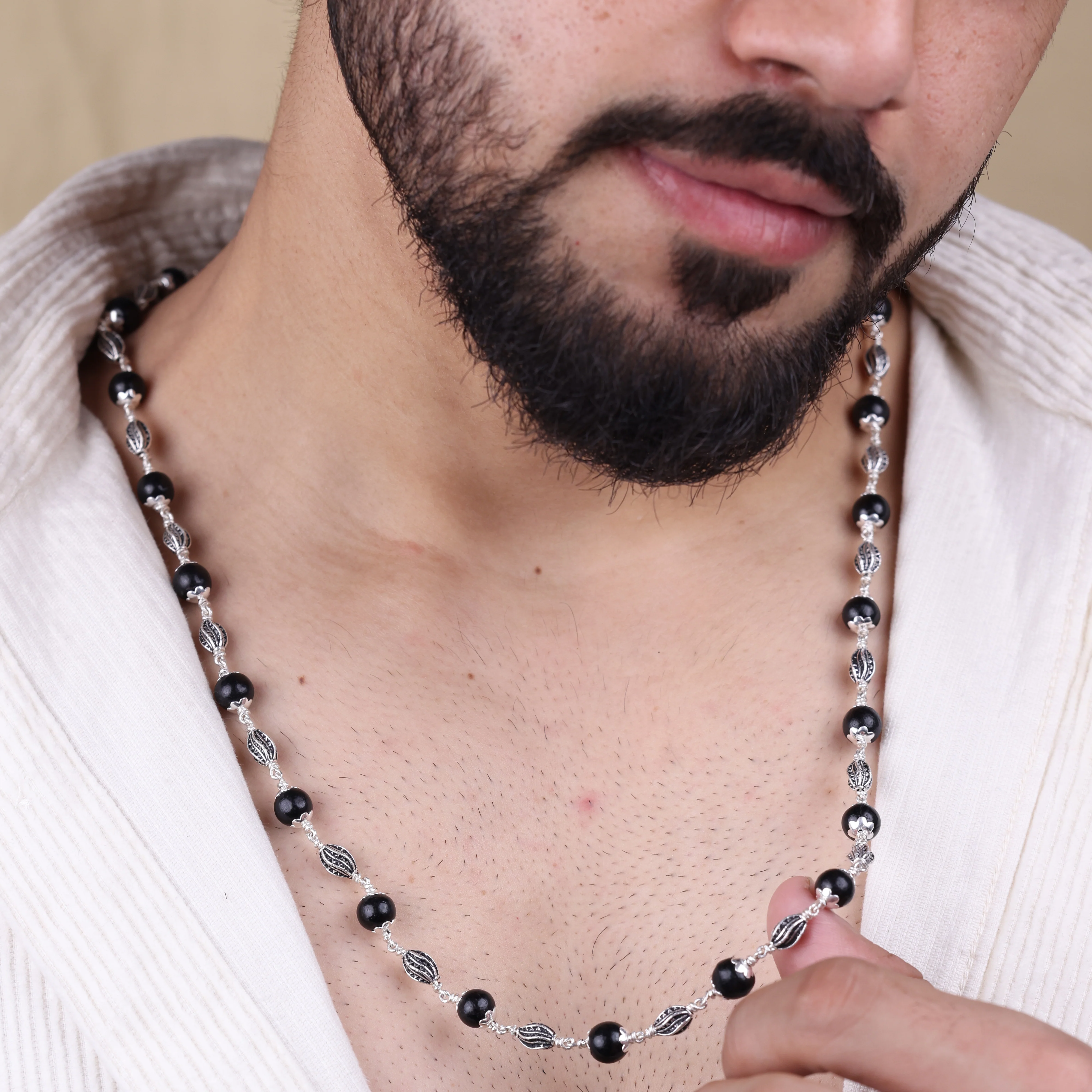 Karungali Silver Mala (Marquise Beads) - Image 3