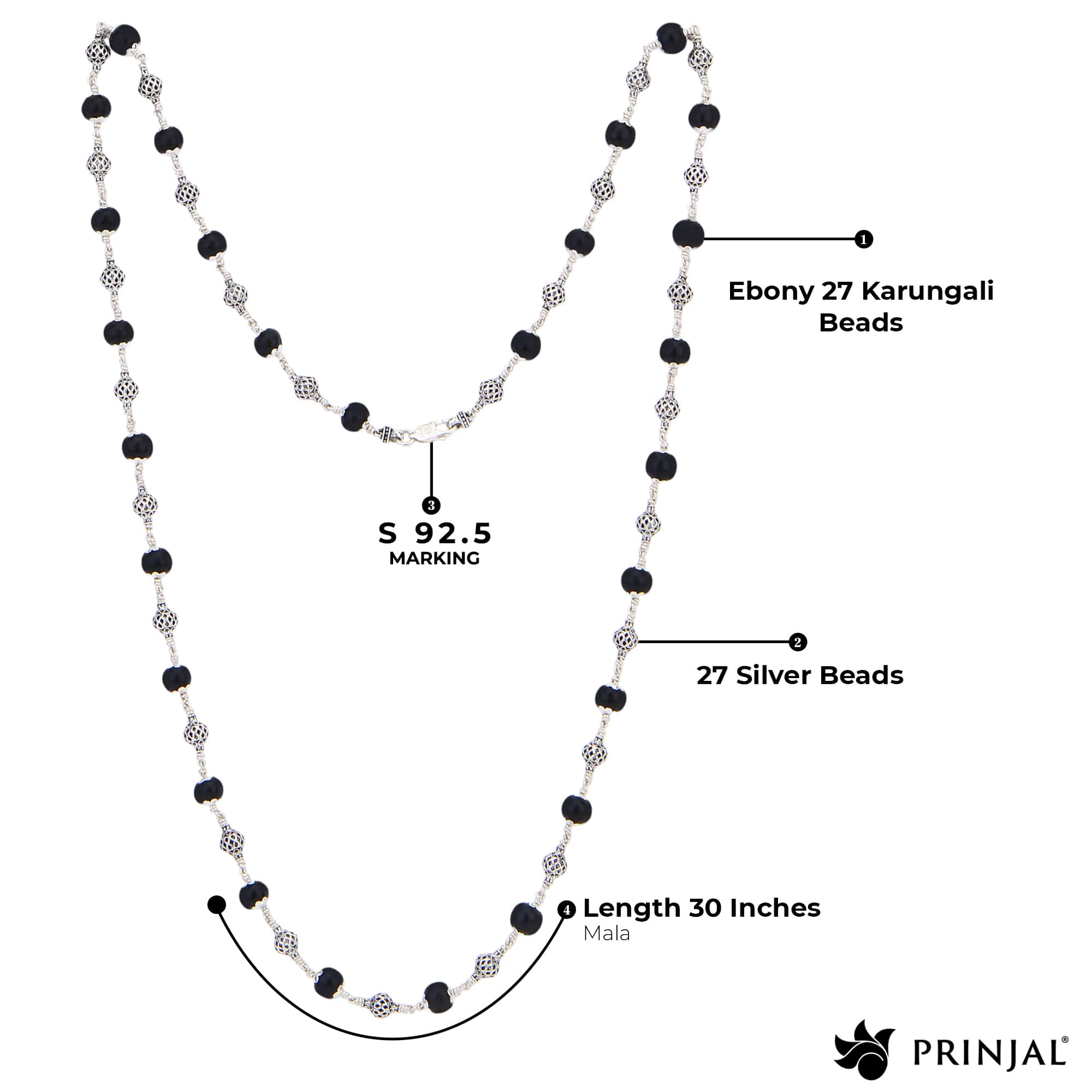 Karungali Silver Mala (Round Beads) - Image 5
