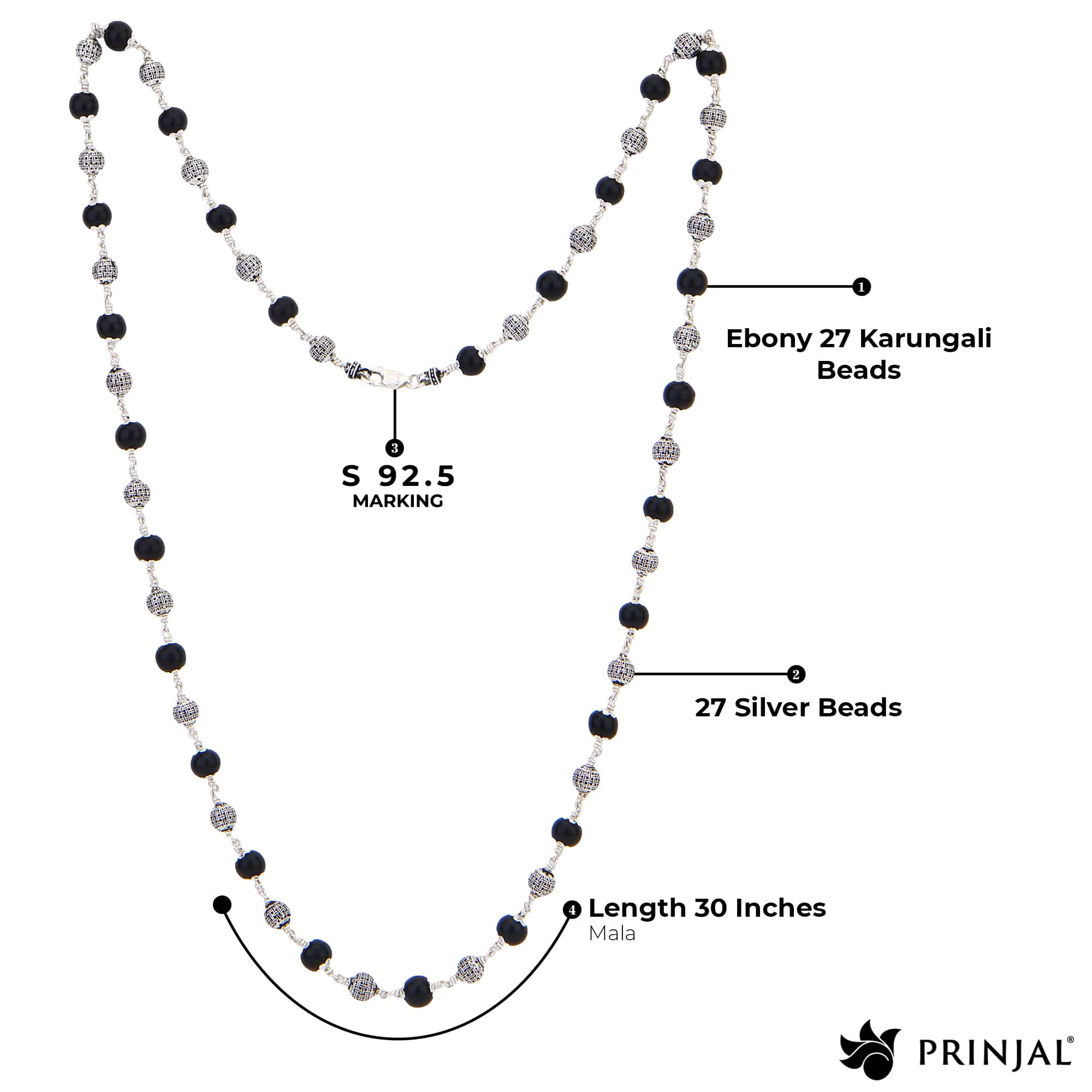 Karungali Silver Mala (Spherical Beads) - Image 5