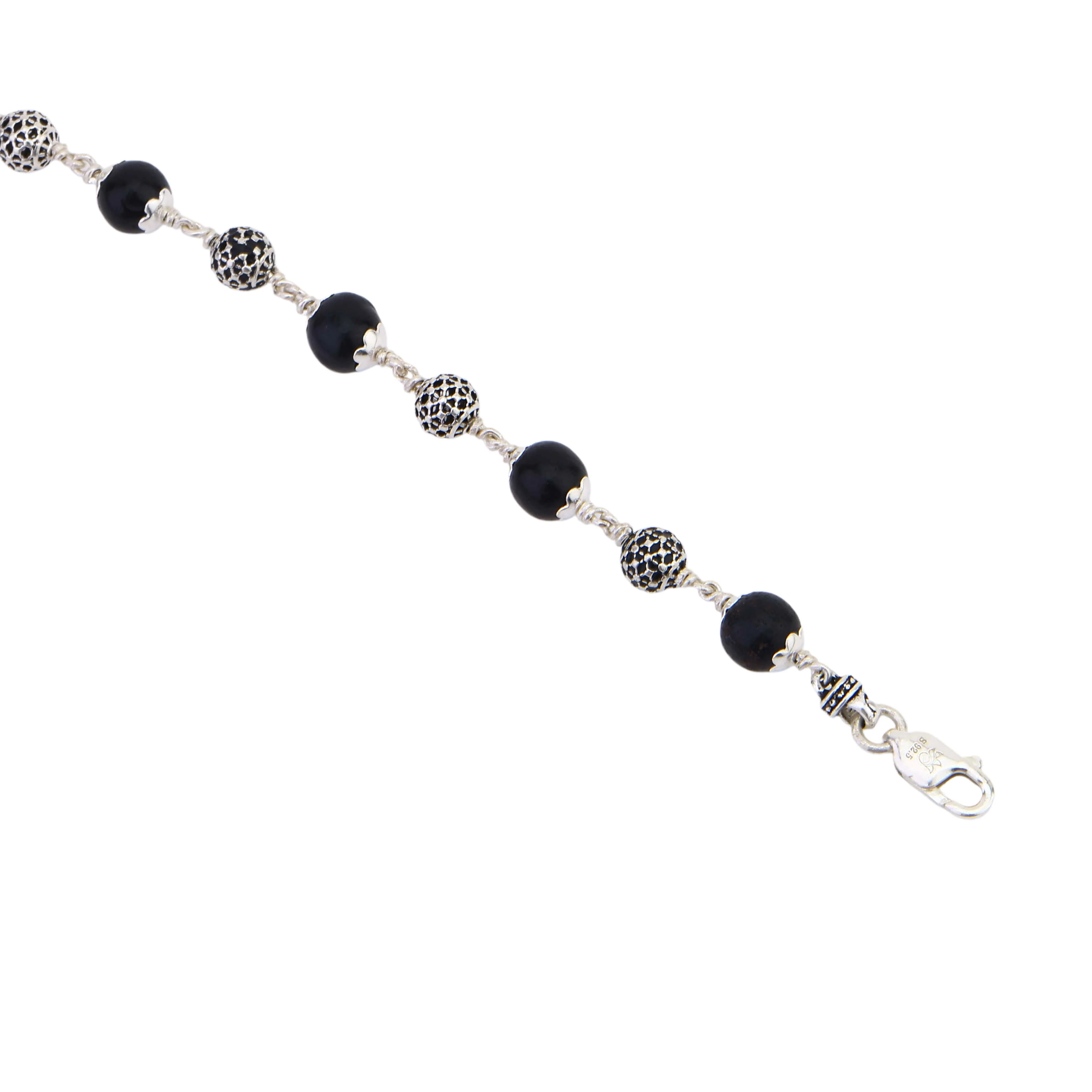 Karungali Silver Oval Beads Bracelet - Image 5