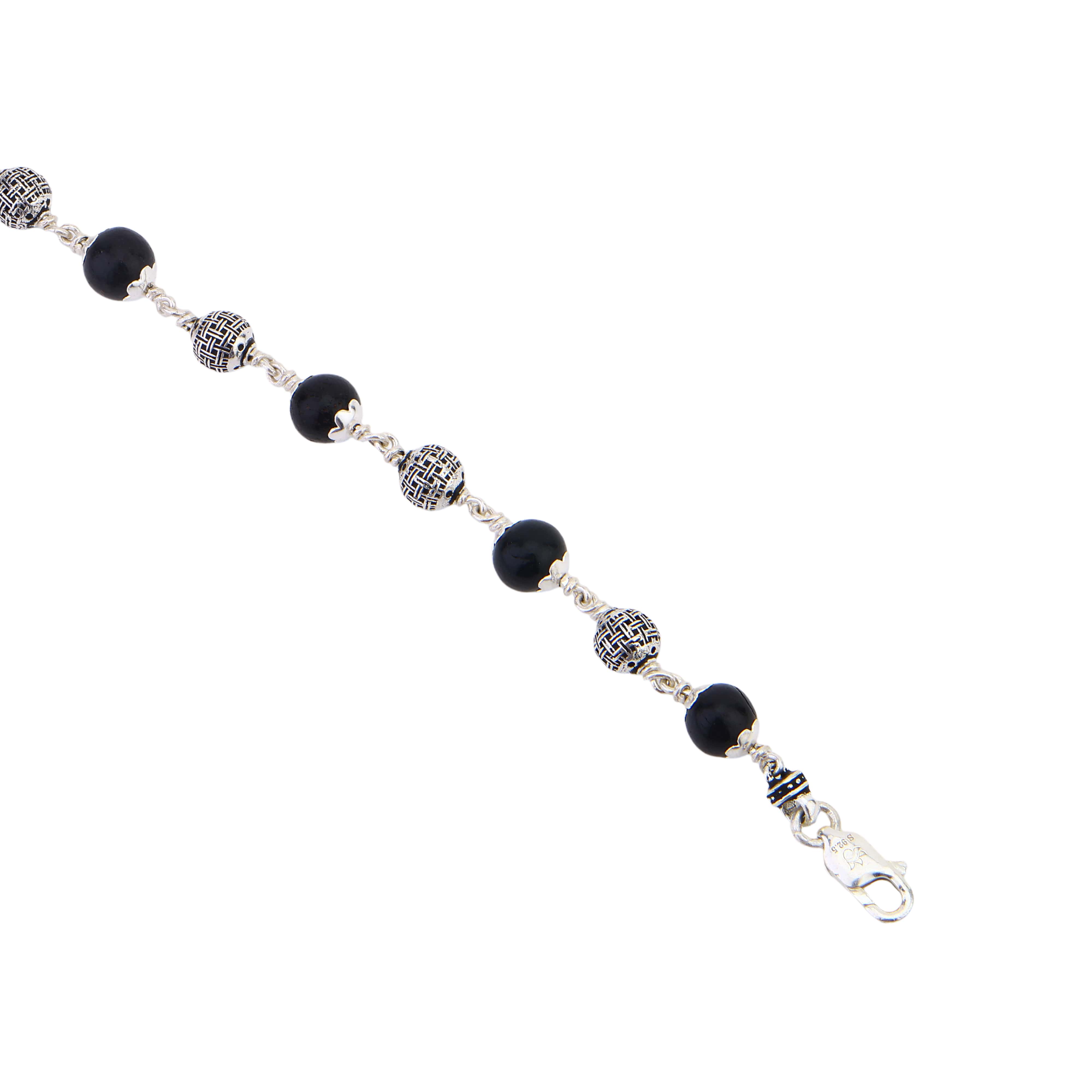 Karungali with Heavy Bead Silver Bracelet - Image 5