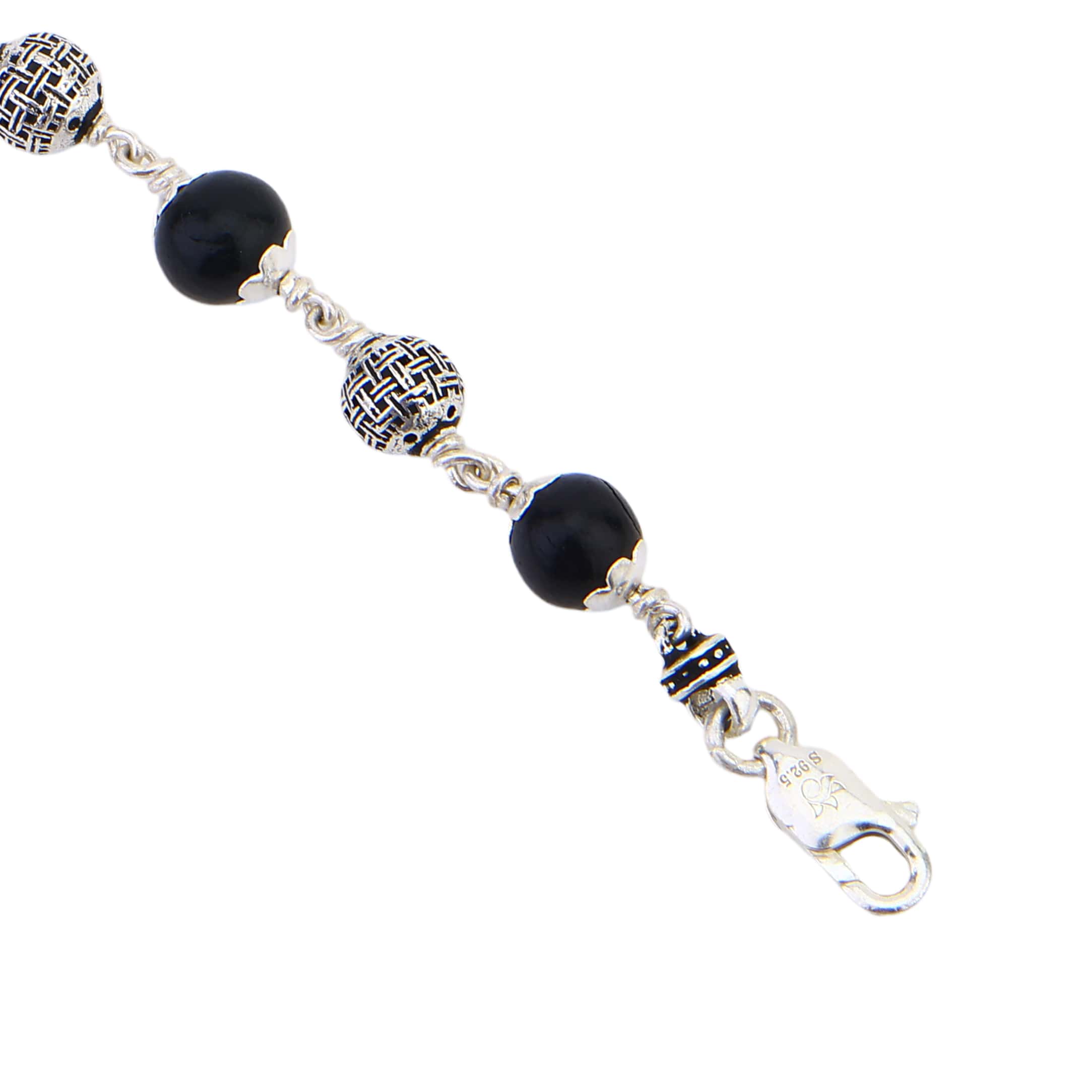 Karungali with Heavy Bead Silver Bracelet - Image 6