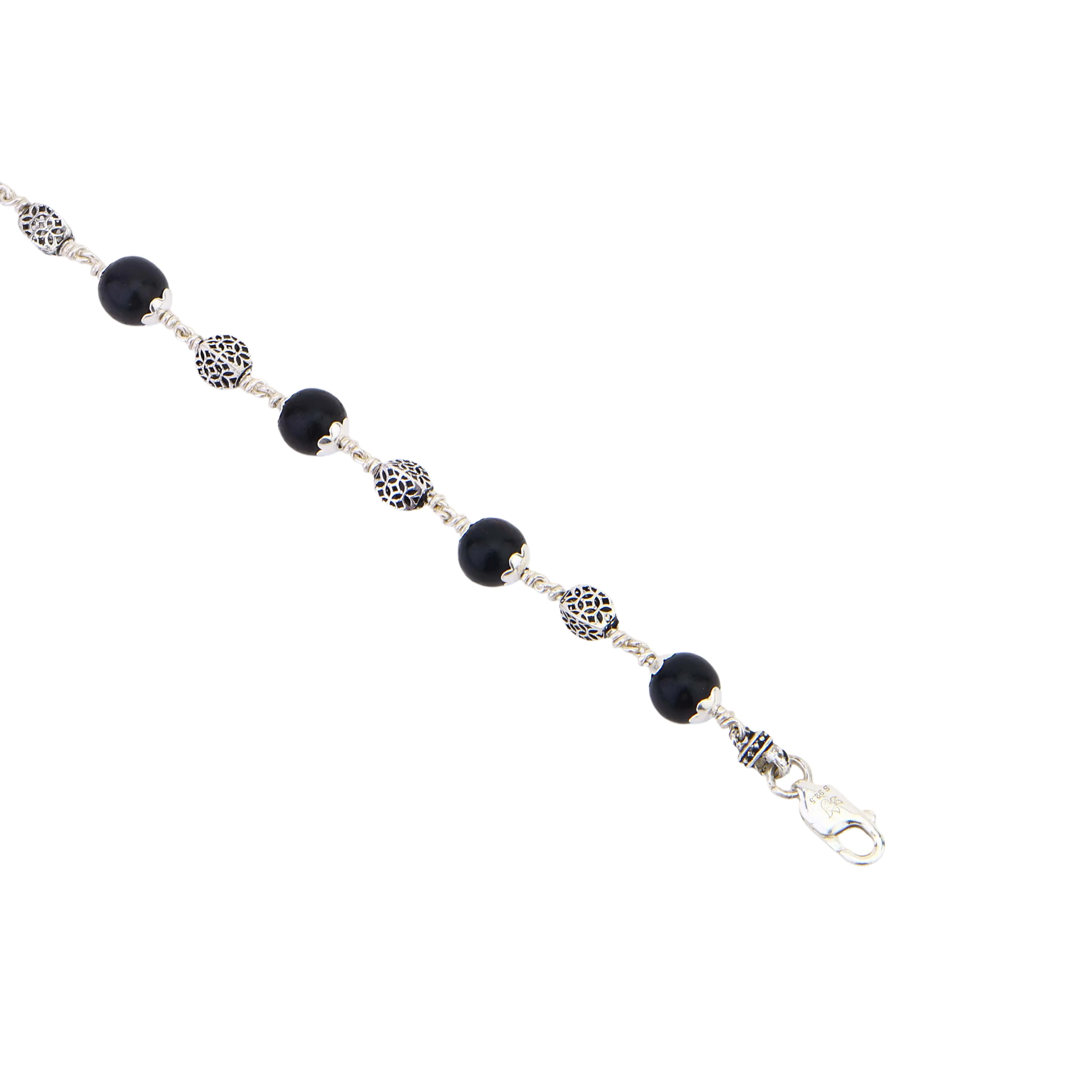 Karungali with Hollow Circular Silver Bracelet - Image 5