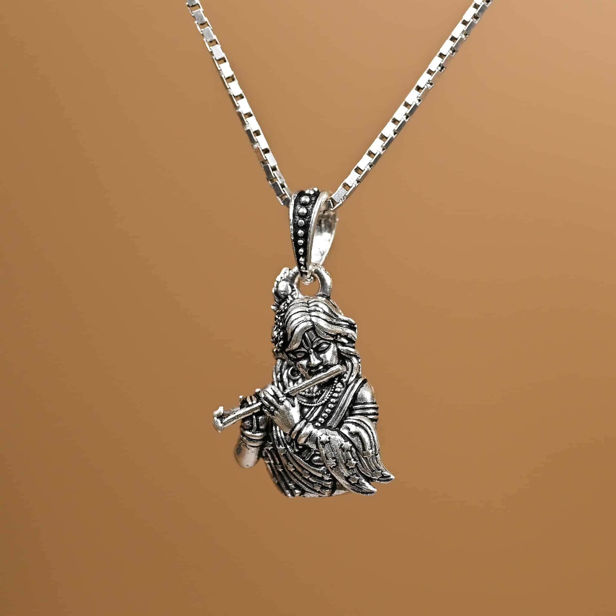 Krishna bansuri silver pendant - Image 3