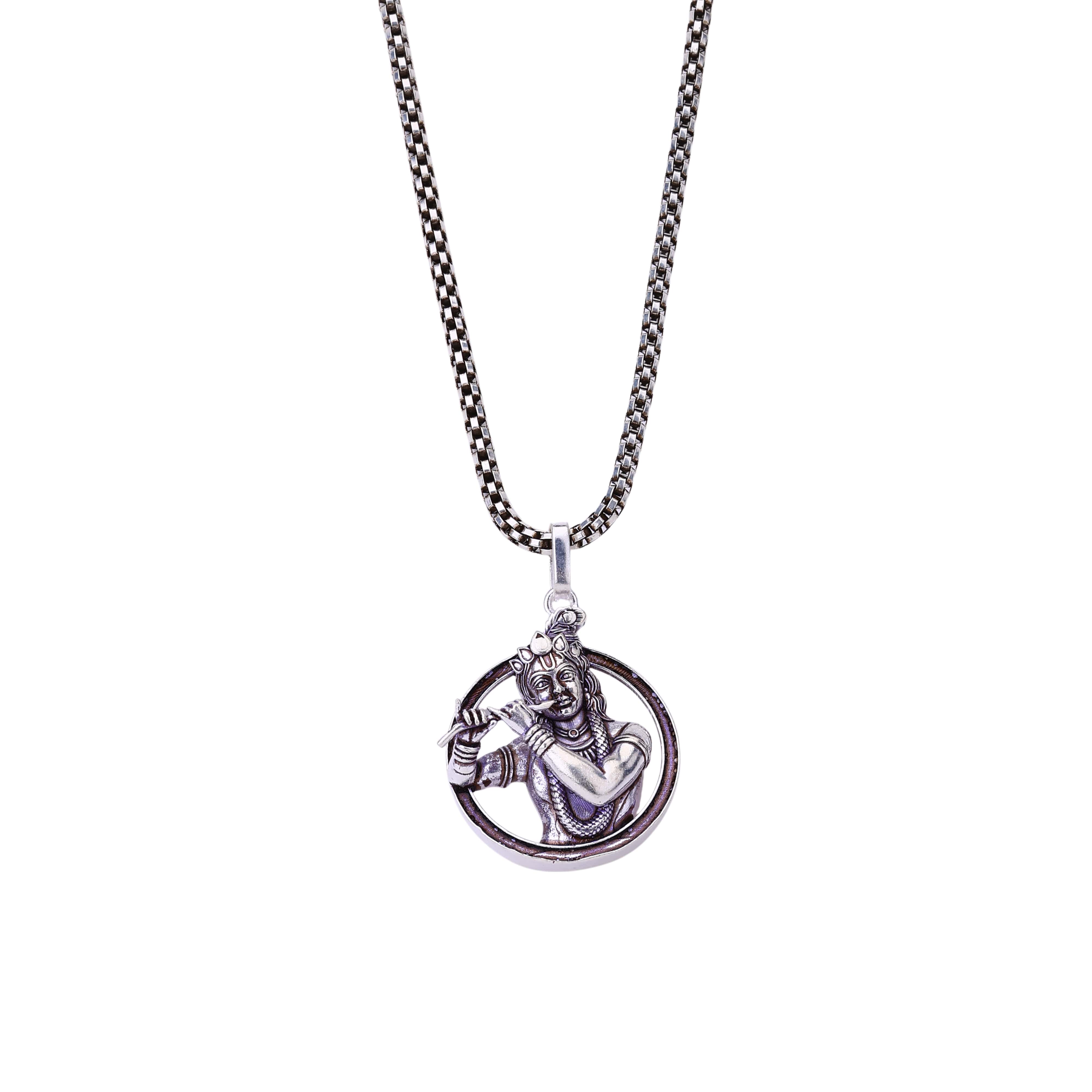 Lord Krishna Silver Pendant - Image 7