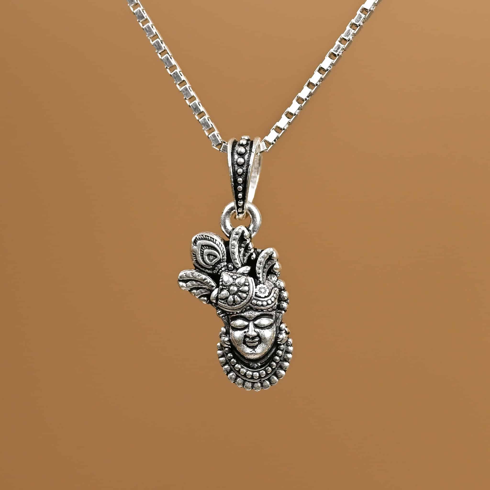Lord Shrinathji Face Silver Pendant - Image 3