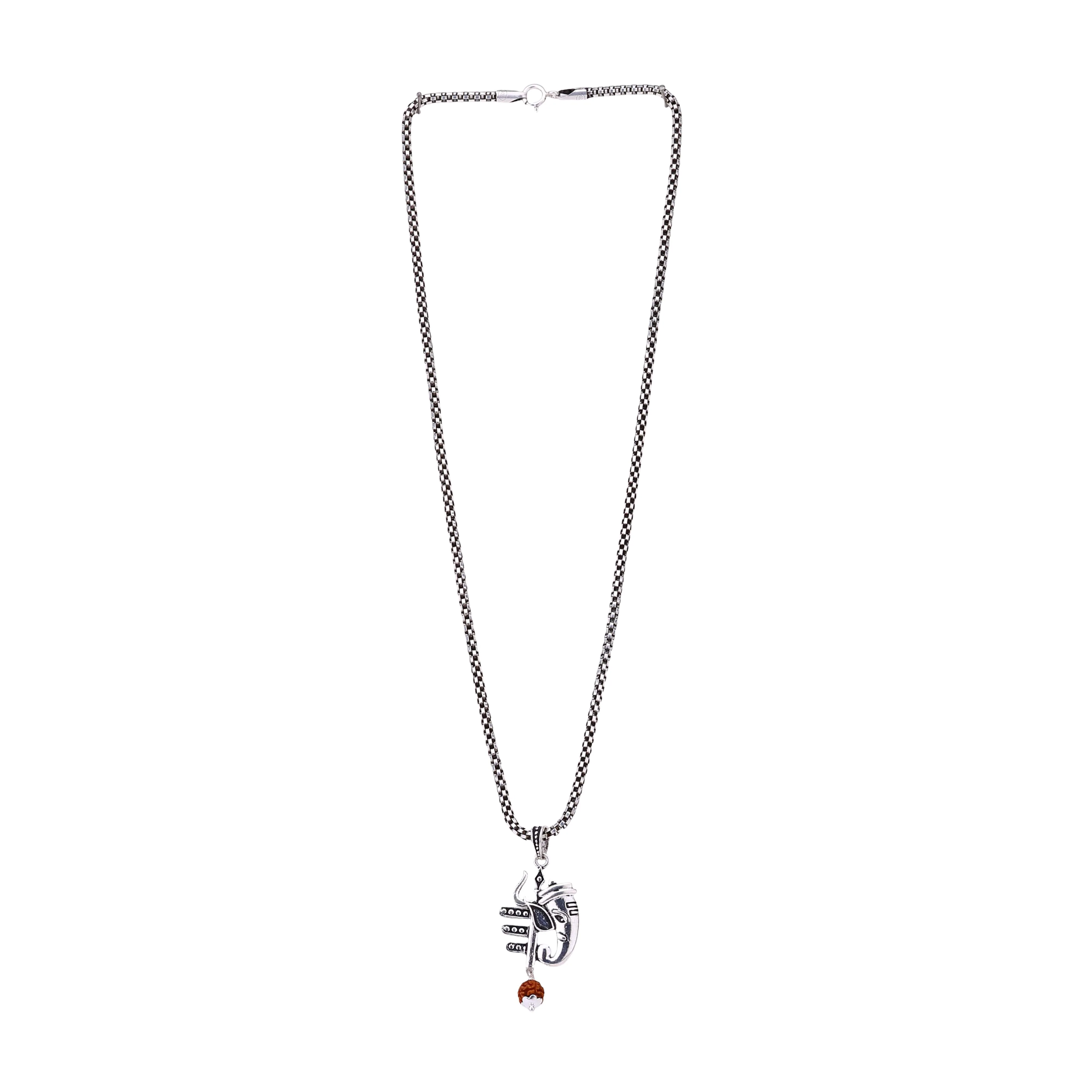 Mahadev Trishul With Ganesha Silver Pendant - Image 6