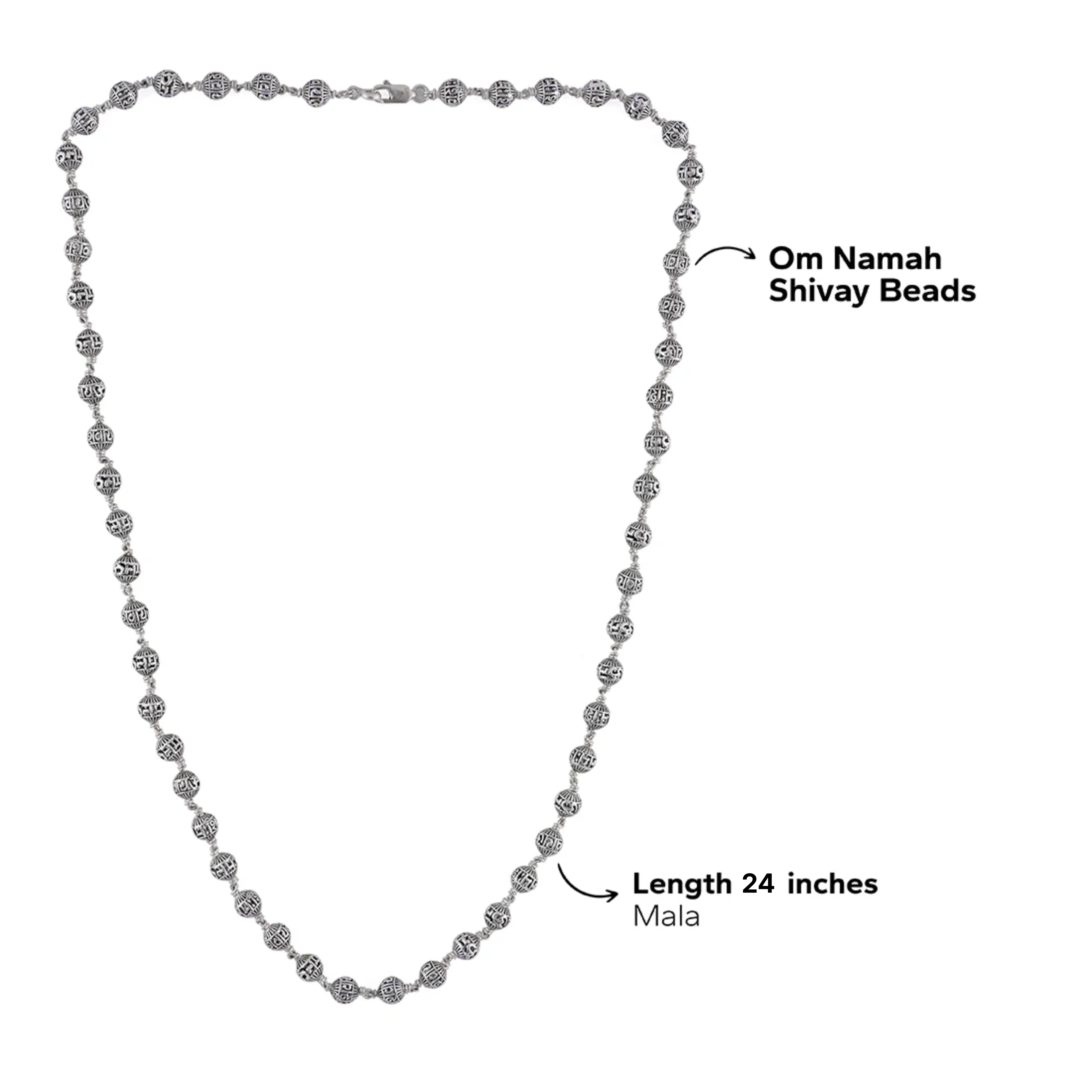 Om Namah Shivaya Silver Beads Mala - Image 6