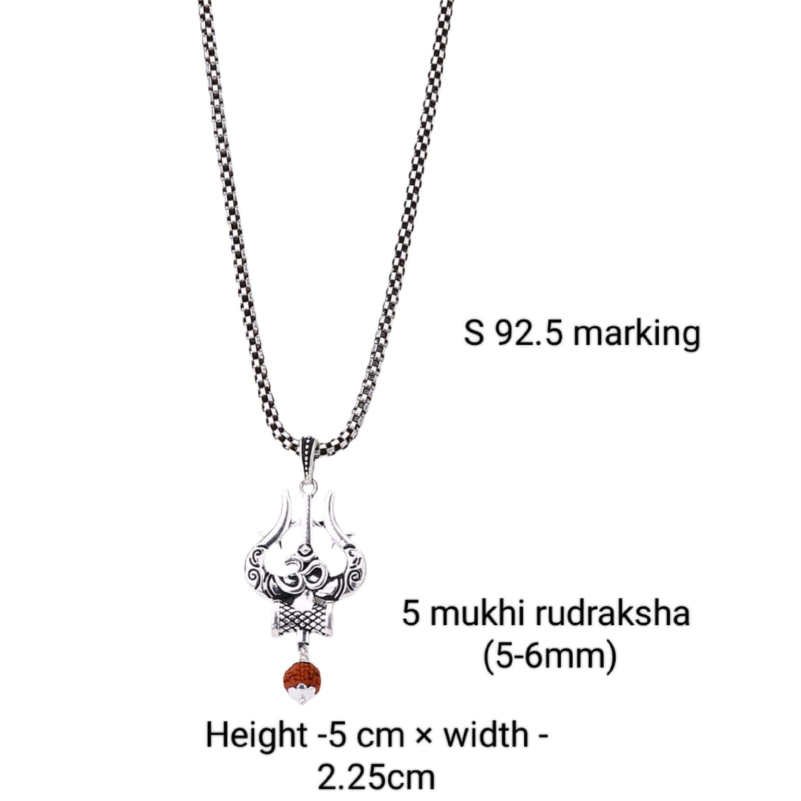 Om Trishul Mahakal Rudraksha Silver Pendant - Image 4