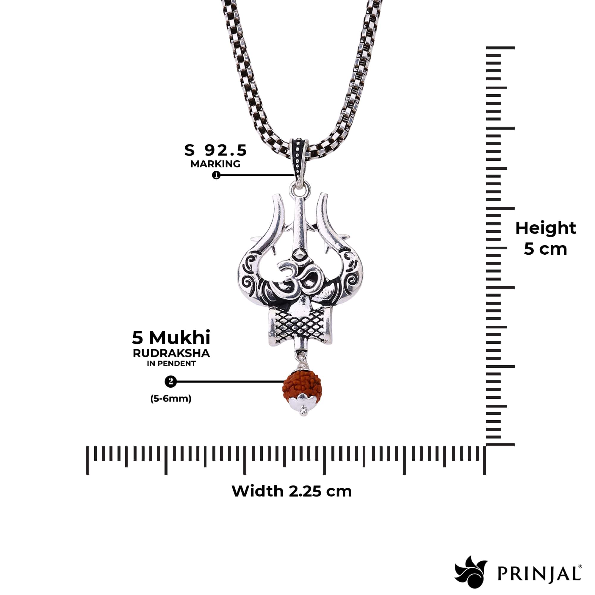 Om Trishul Mahakal Rudraksha Silver Pendant - Image 5