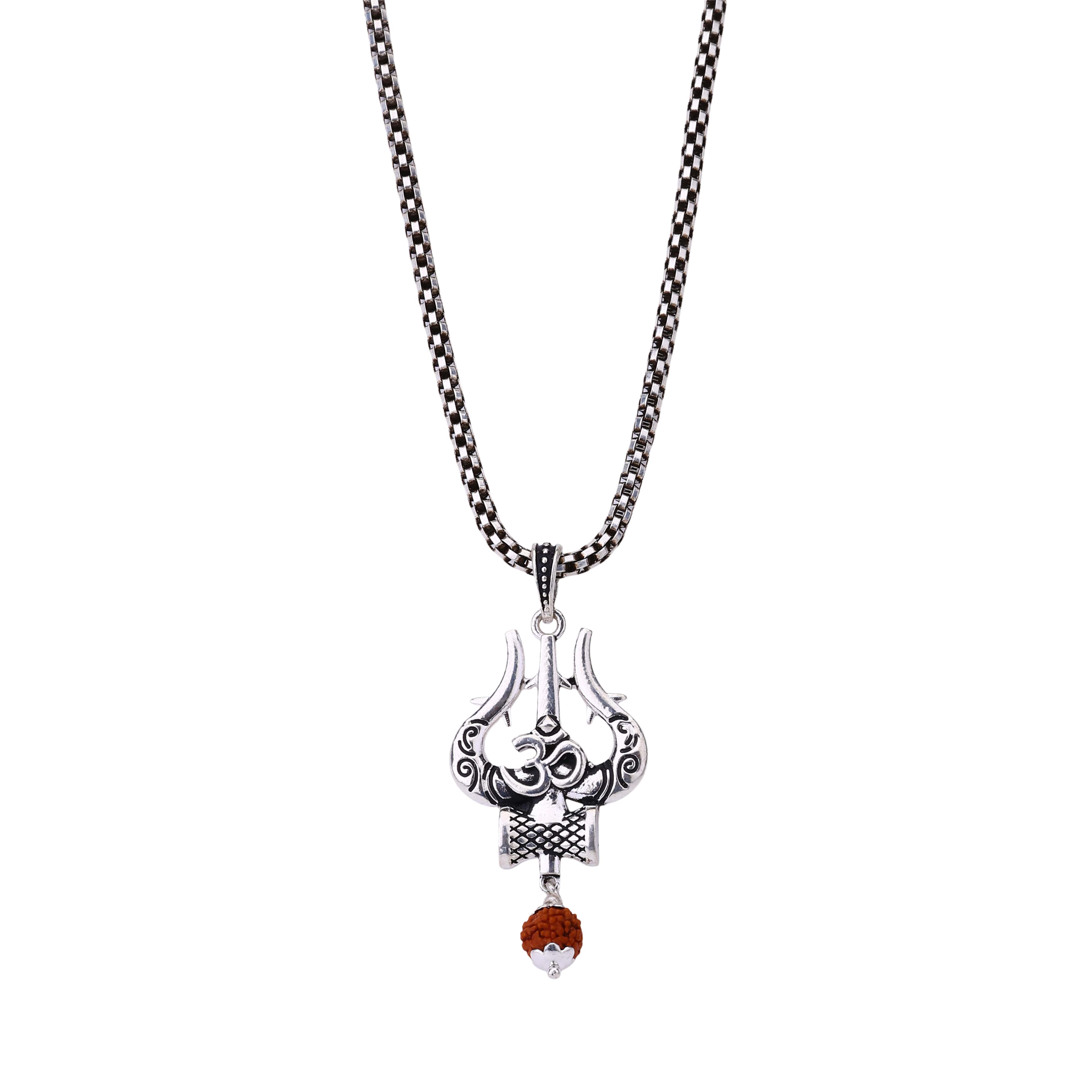 Om Trishul Mahakal Rudraksha Silver Pendant - Image 7
