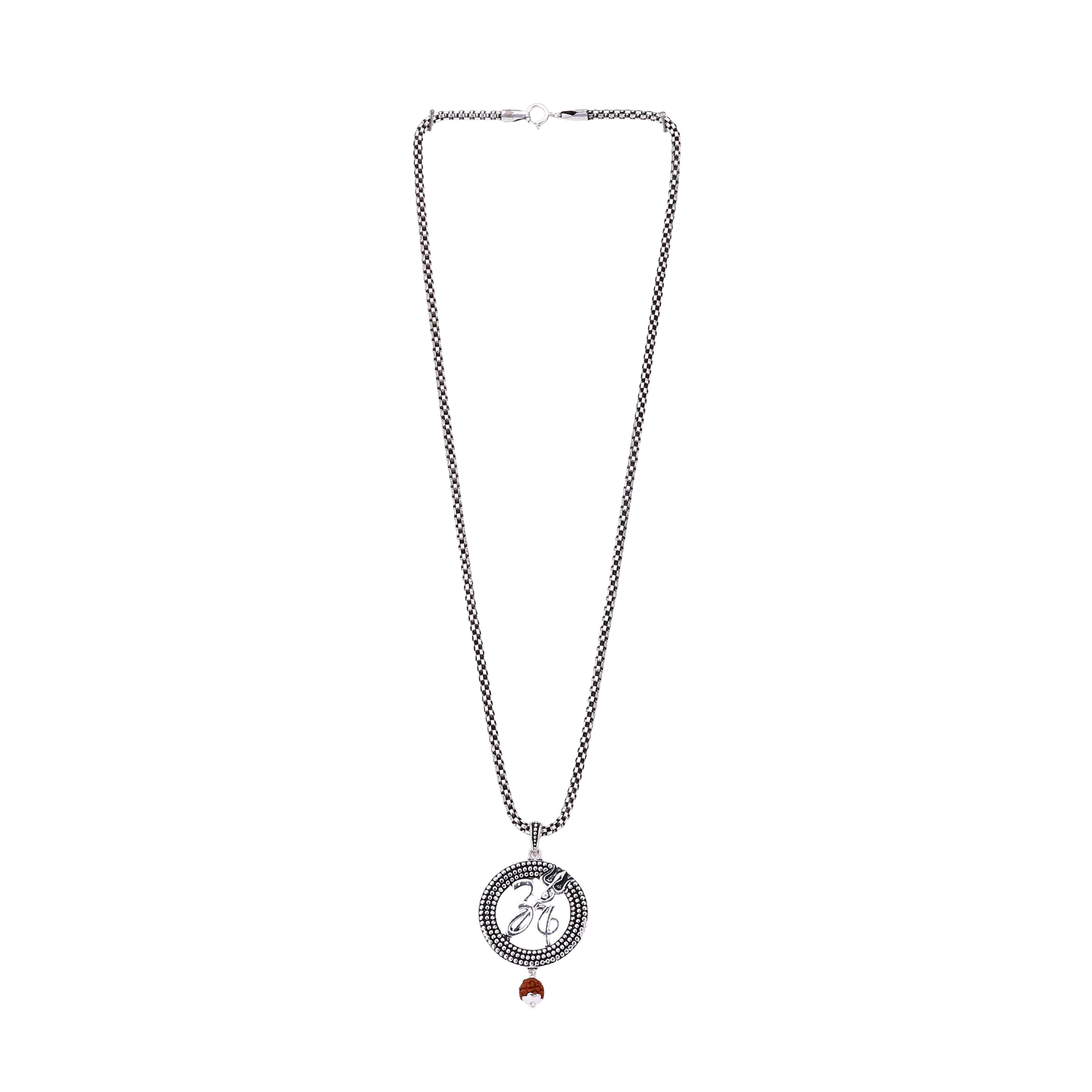 Om Trishul Rudraksha Silver Pendant - Image 6