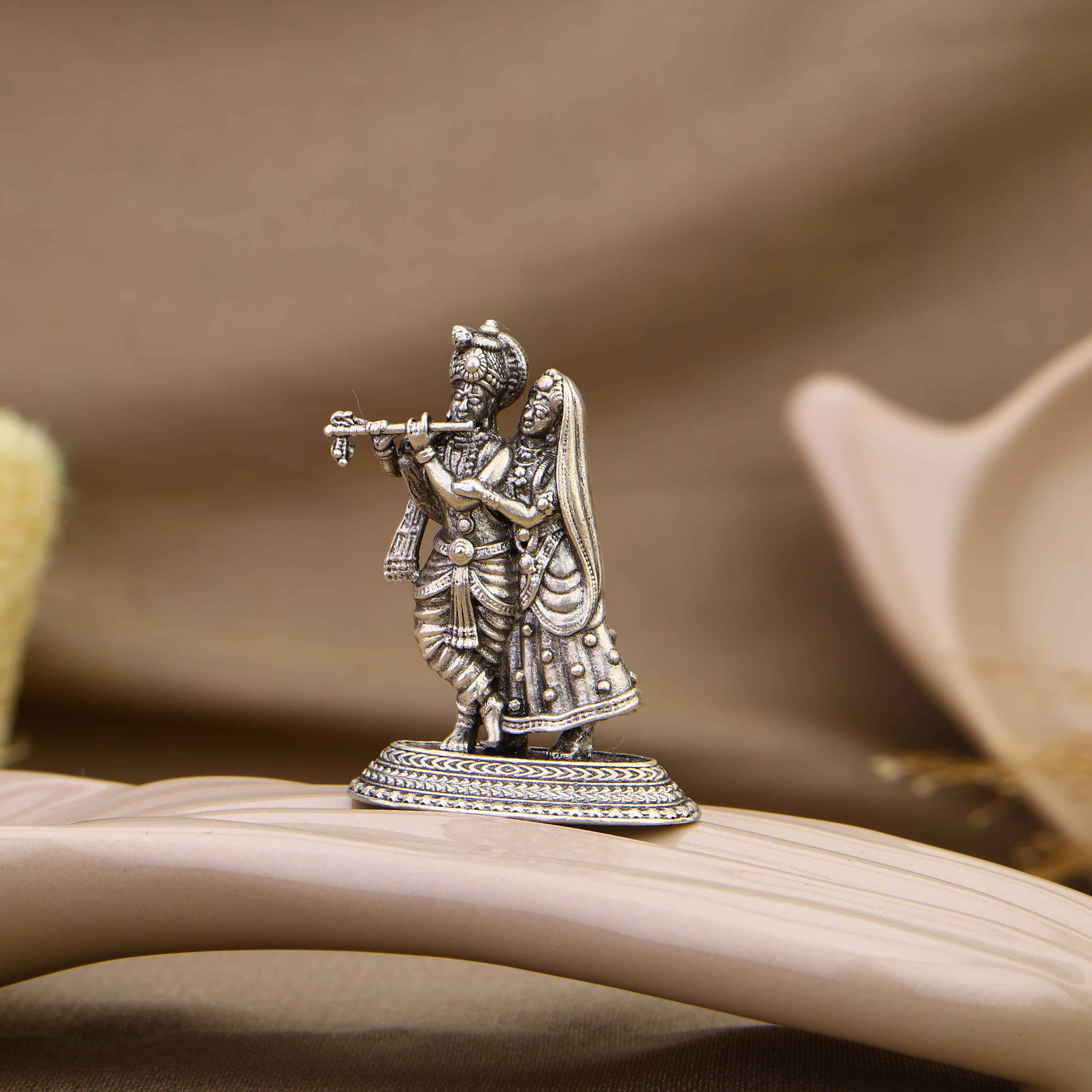 Radha Krishna Silver Murti - Image 2