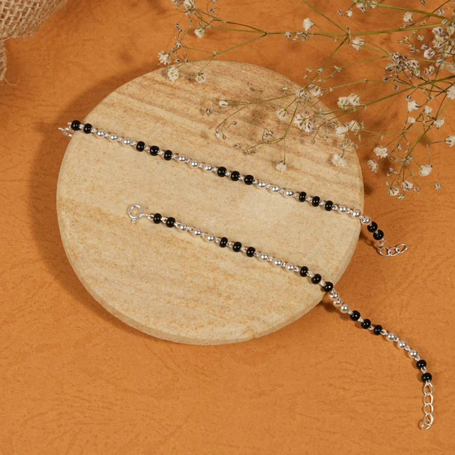 Real Black and Silver Beads Nazariya for Kids - Image 2