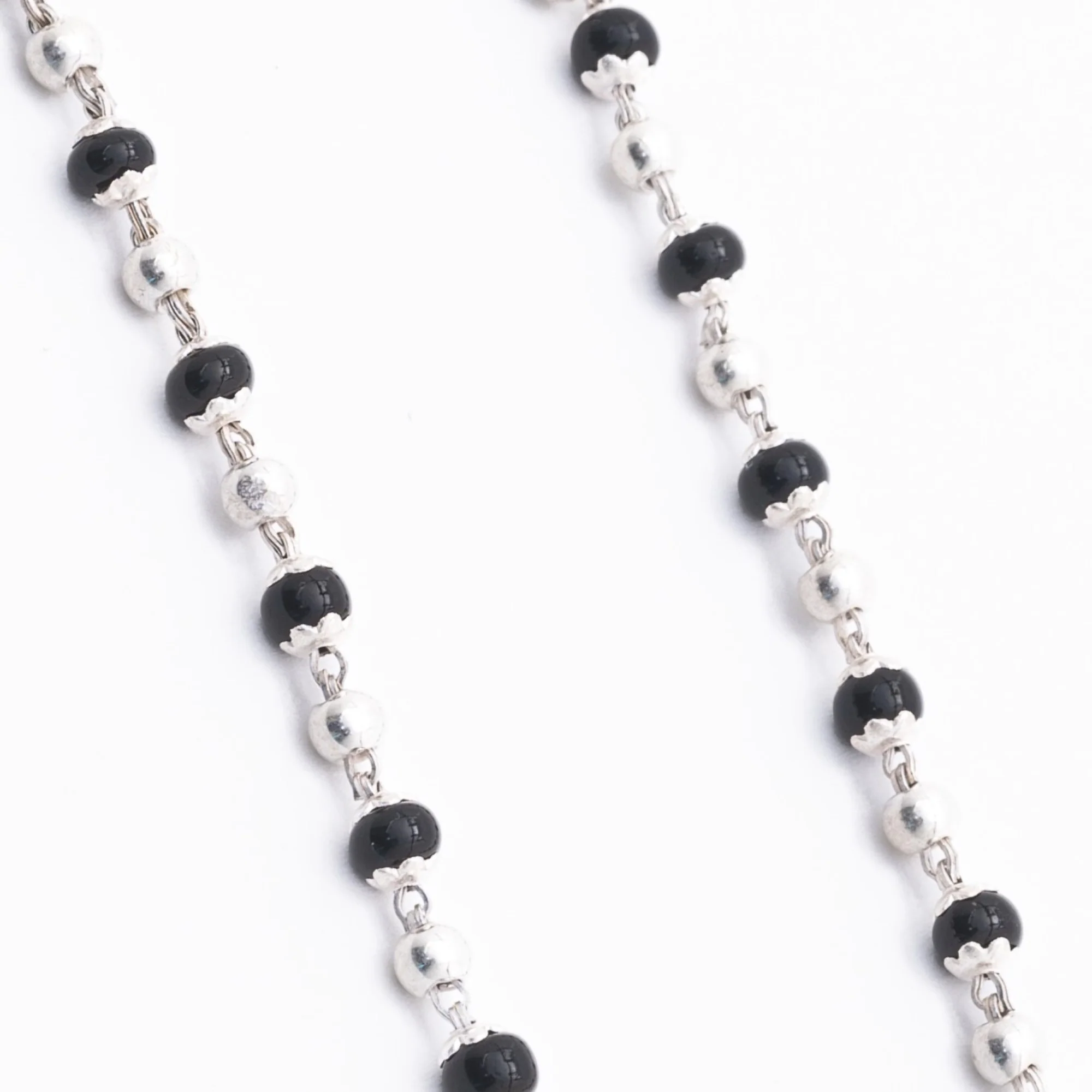 Real Black Beads Embedded in Silver Nazariya for Kids